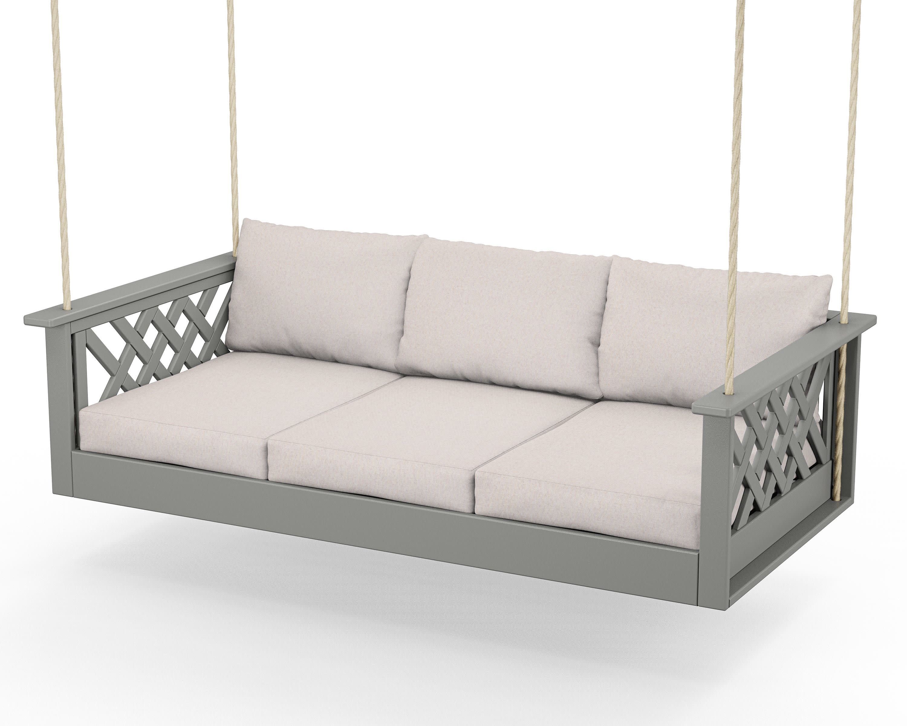 Wovendale Daybed Swing in Slate Grey / Dune Burlap