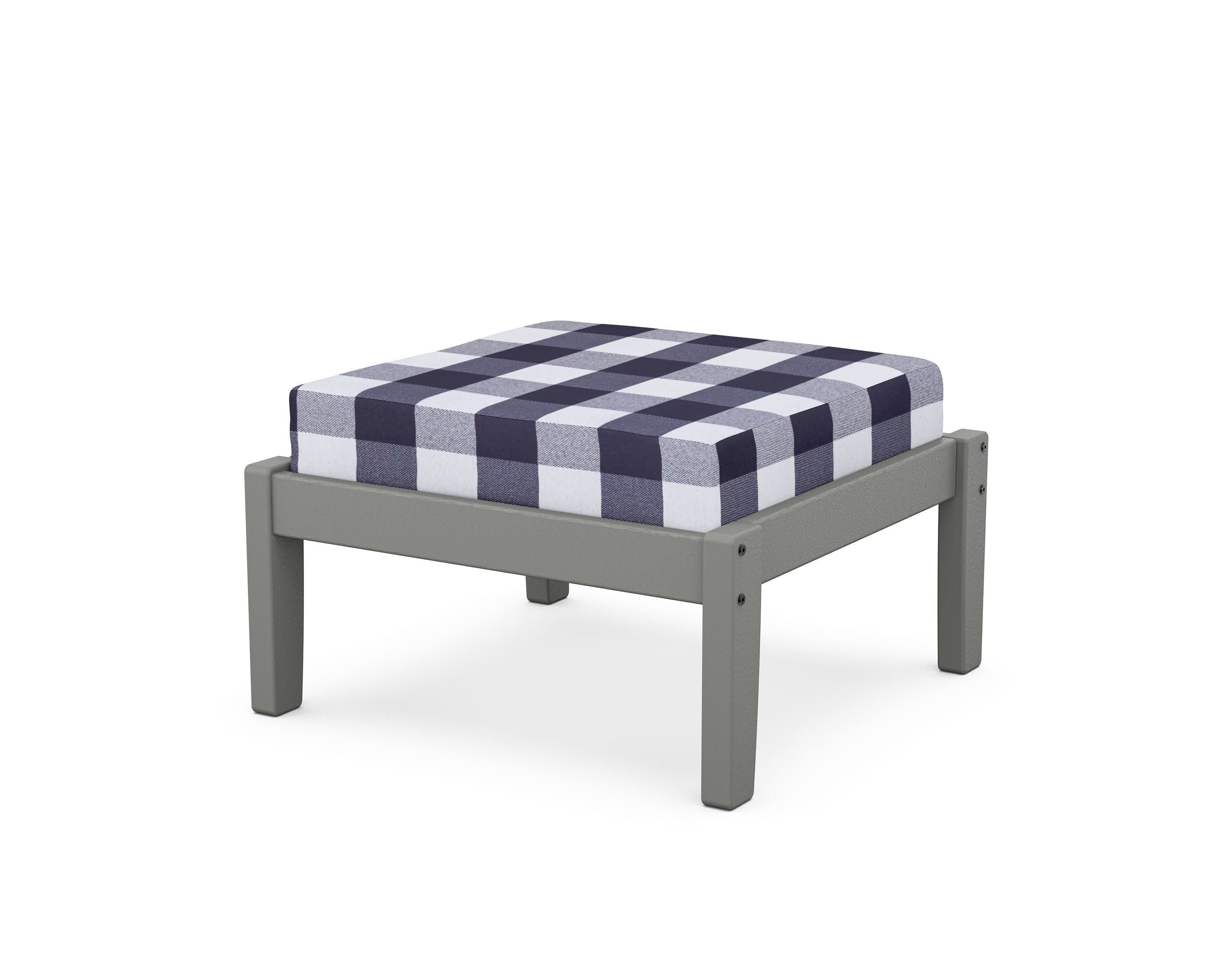 Deep Seating Ottoman in Slate Grey / Buffalo Plaid Navy