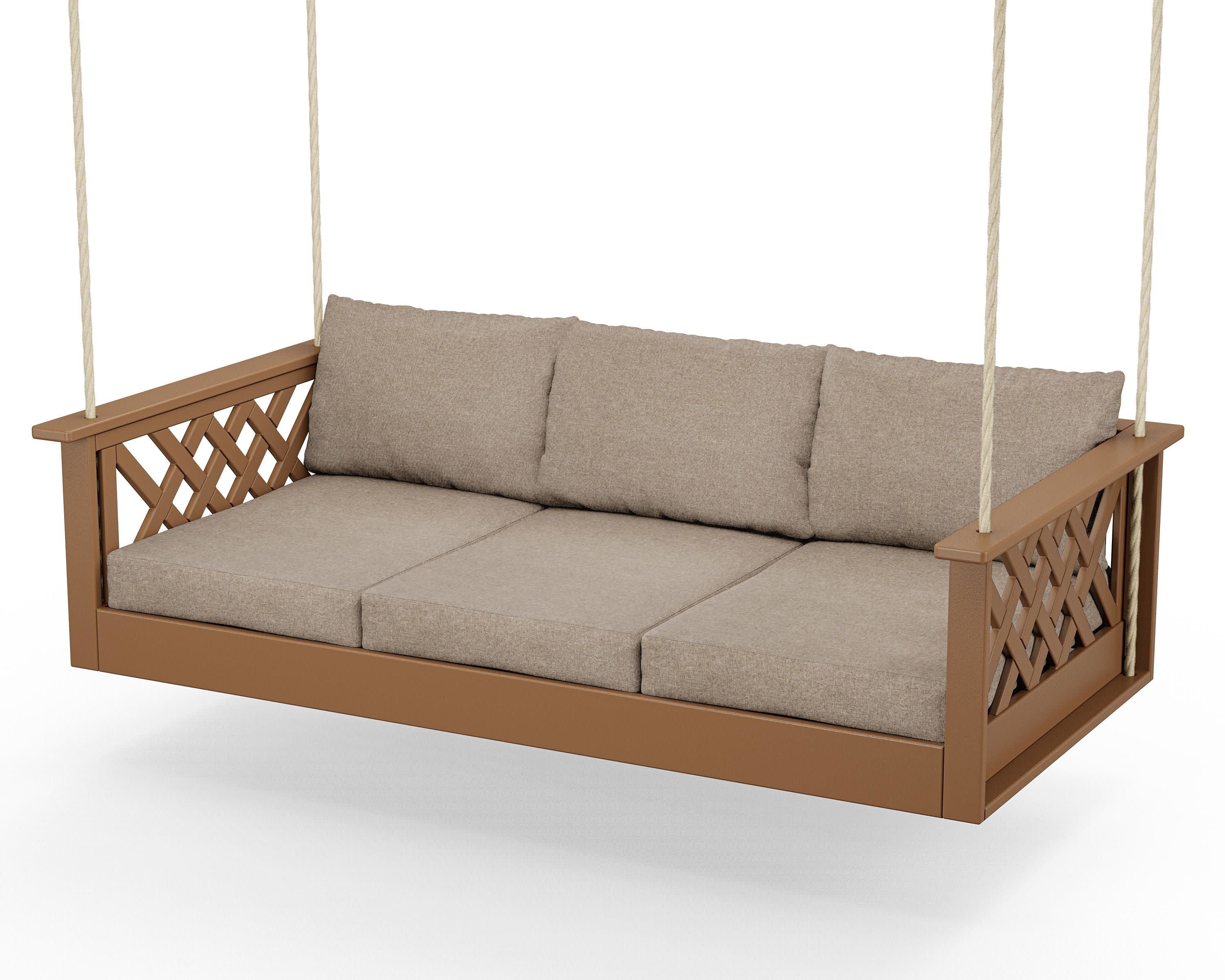 Wovendale Daybed Swing in Teak / Spiced Burlap