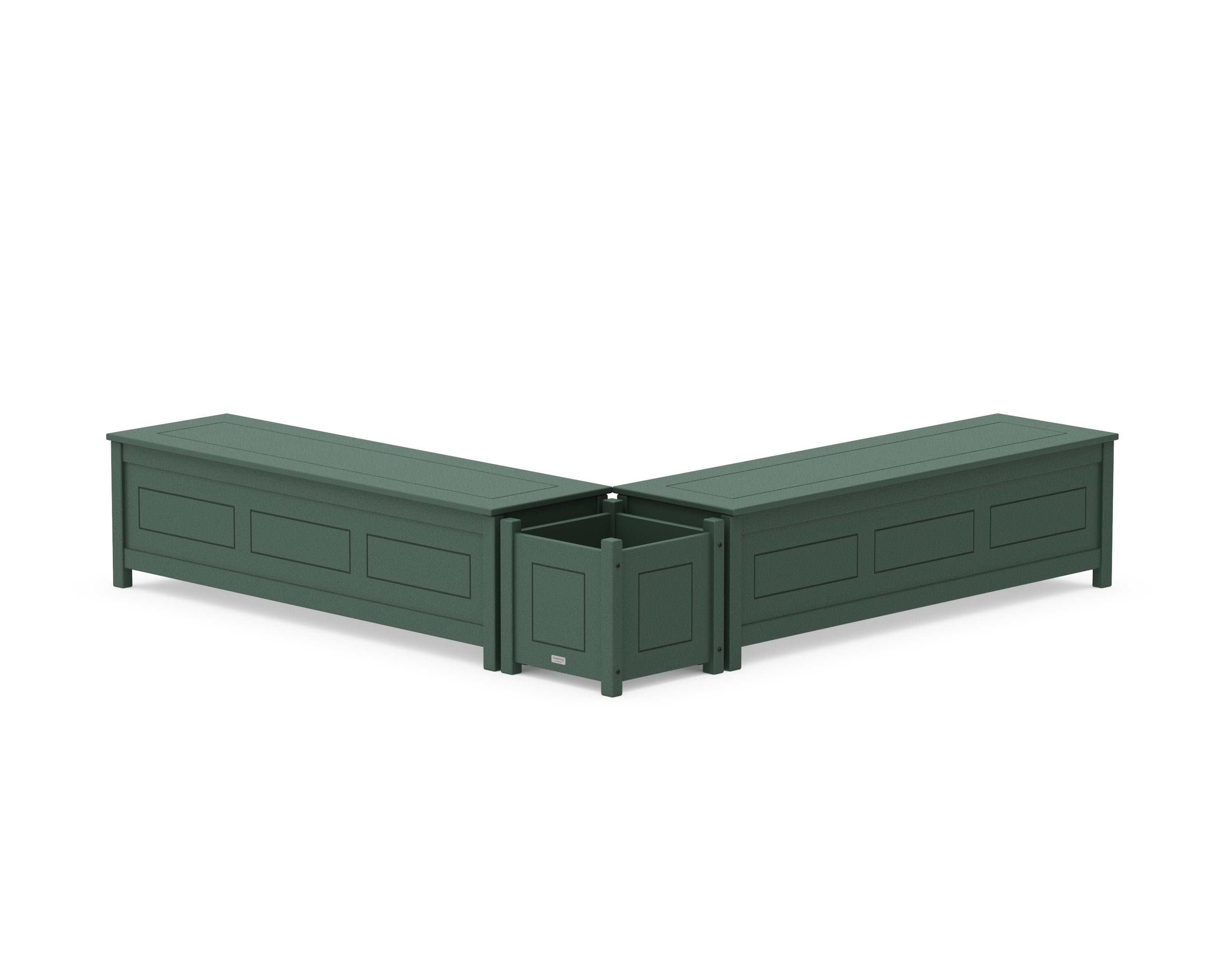 60" Country Living L- Shaped Planter Storage Bench Set in Green