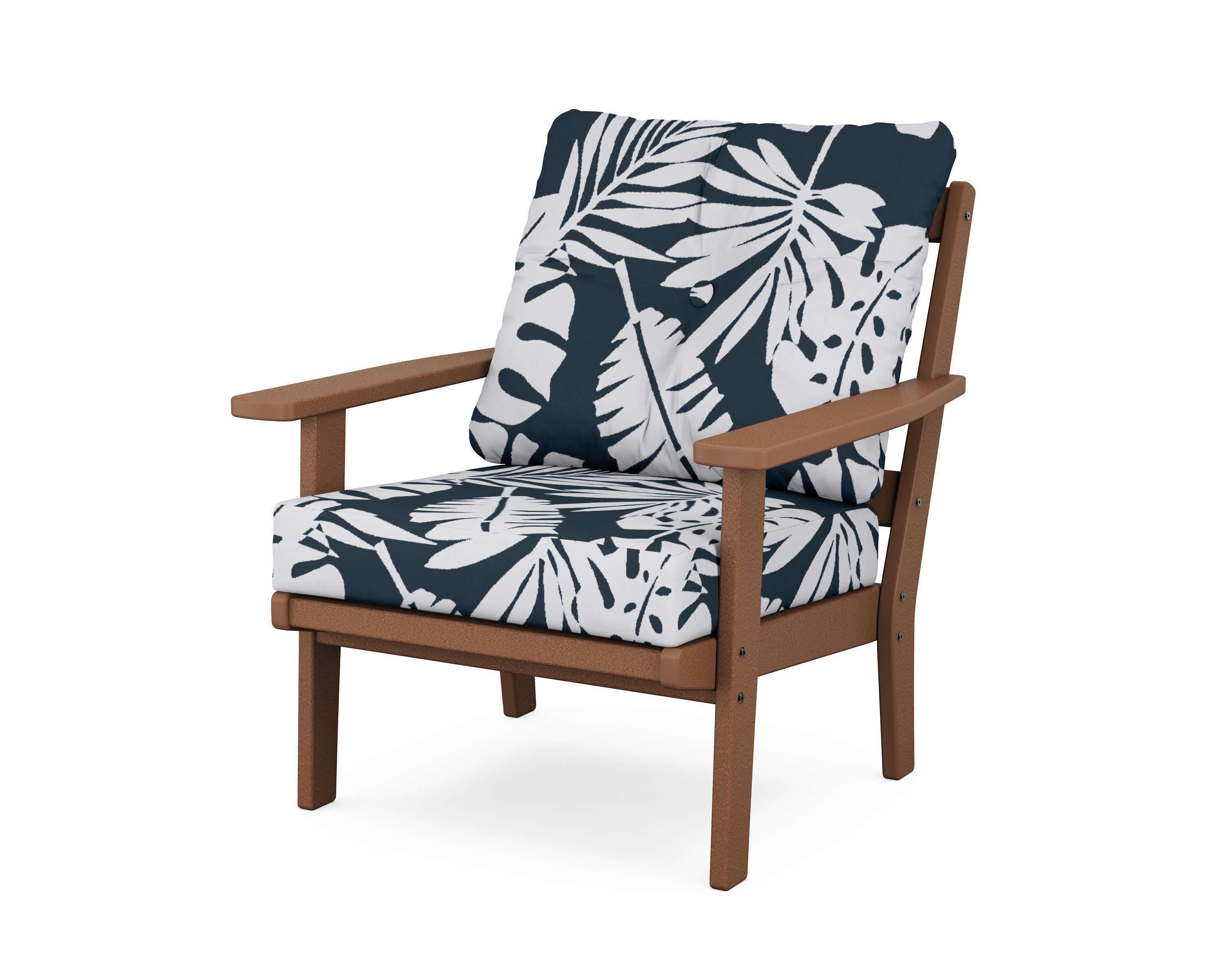 Prairie Deep Seating Chair in Teak / Leaf Marine Indigo