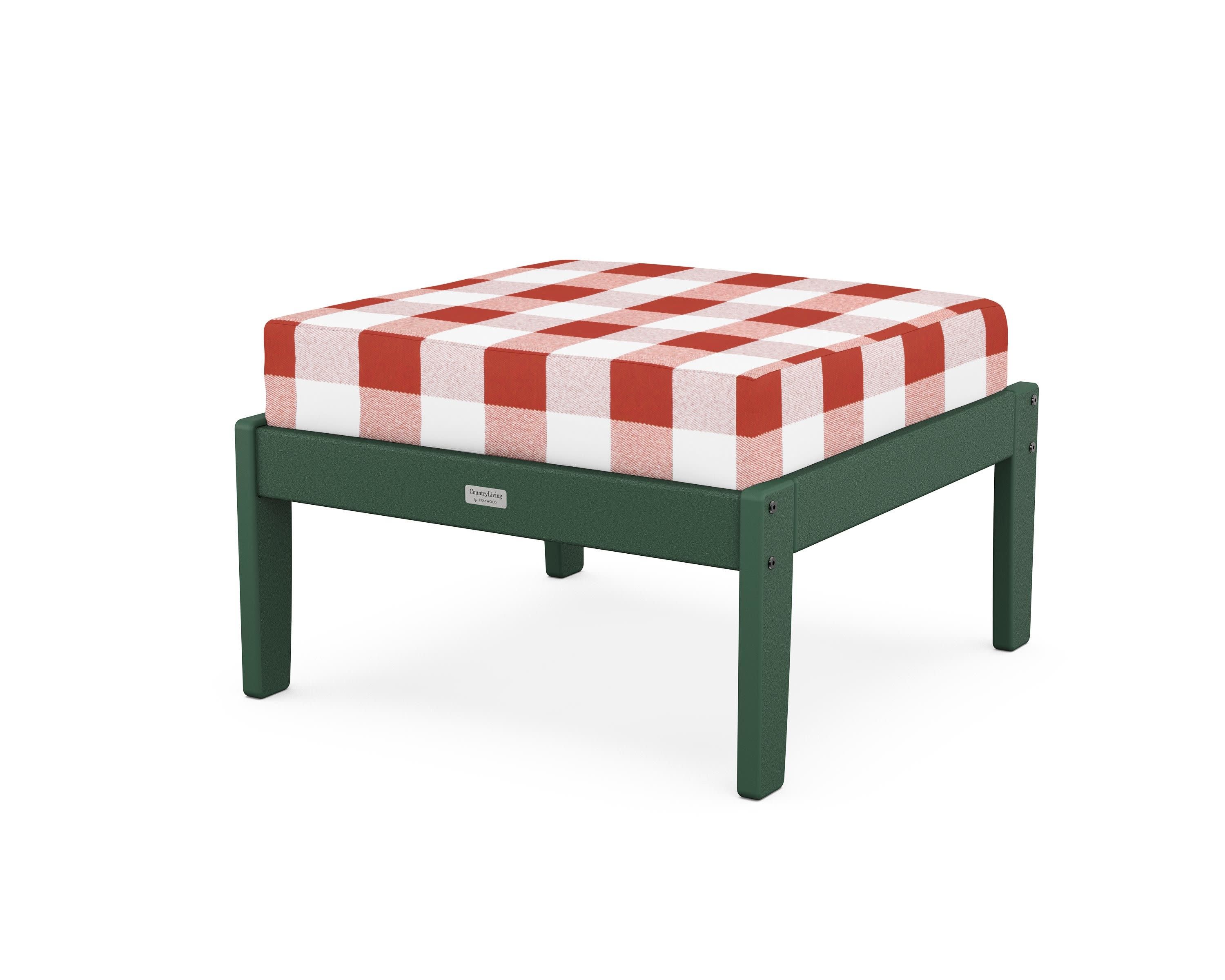 Cottage Deep Seating Ottoman in Green / Buffalo Plaid Crimson