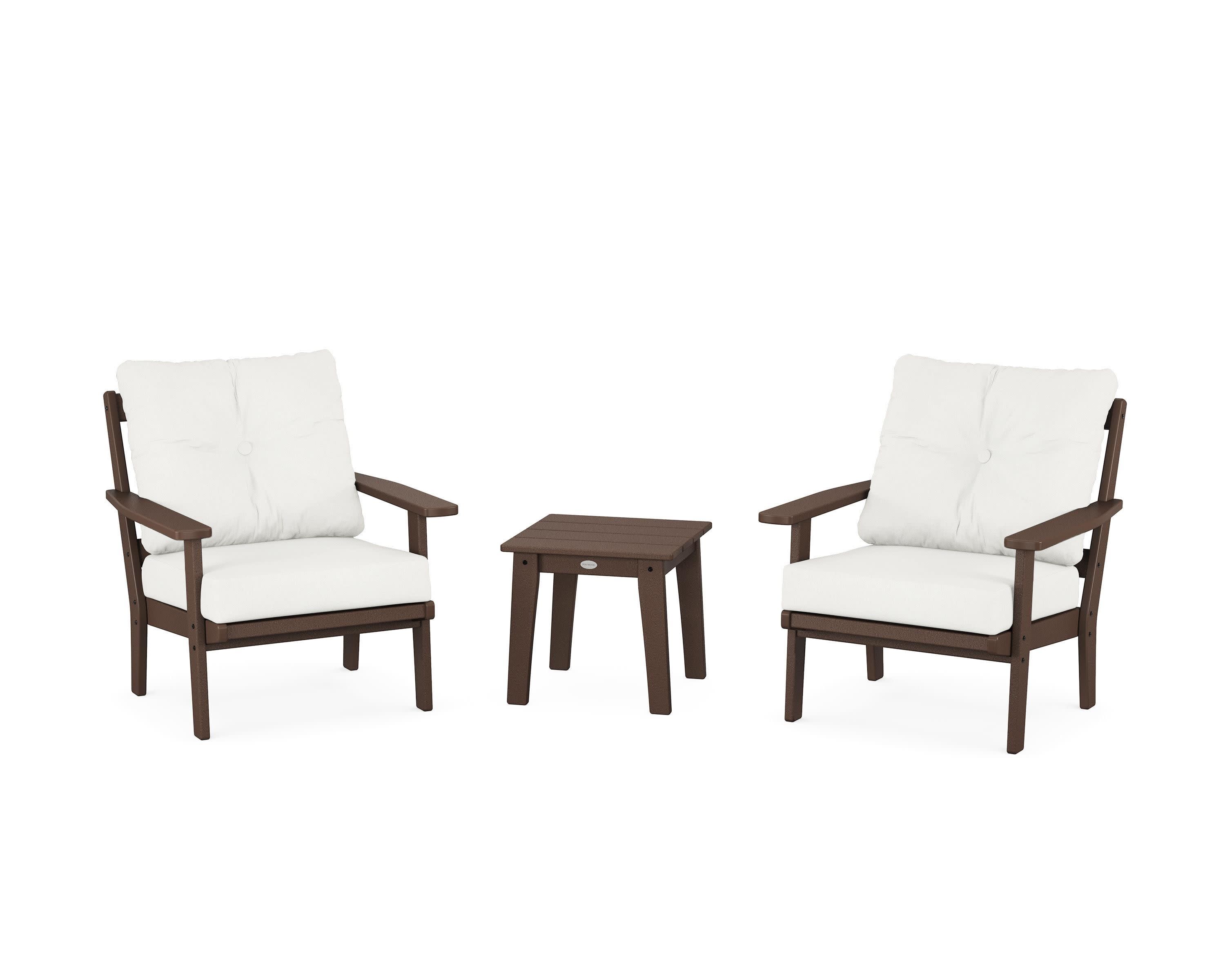 Prairie 3-Piece Deep Seating Set in Mahogany / Natural Linen