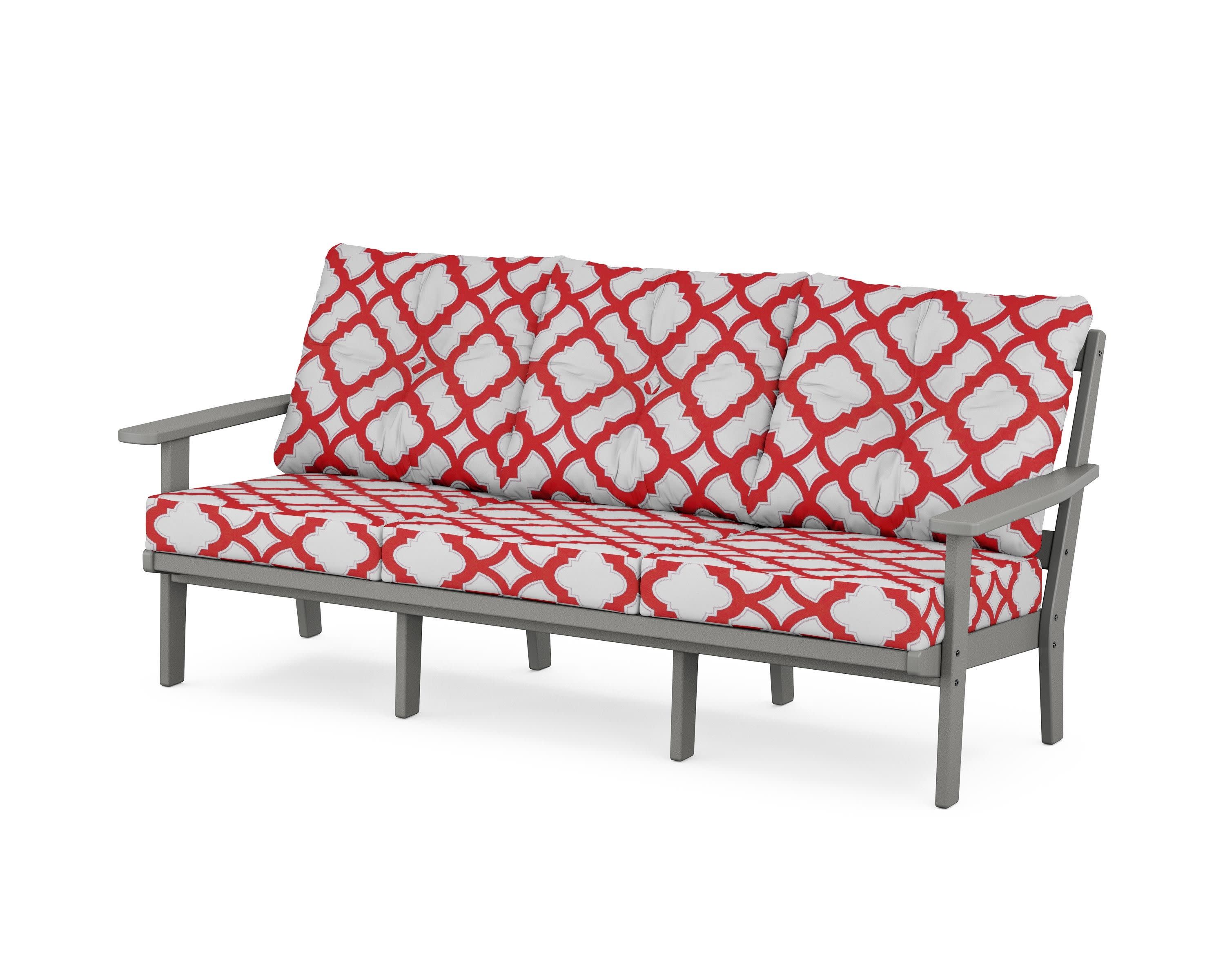PrairieDeep Seating Sofa in Slate Grey / Trellis Crimson