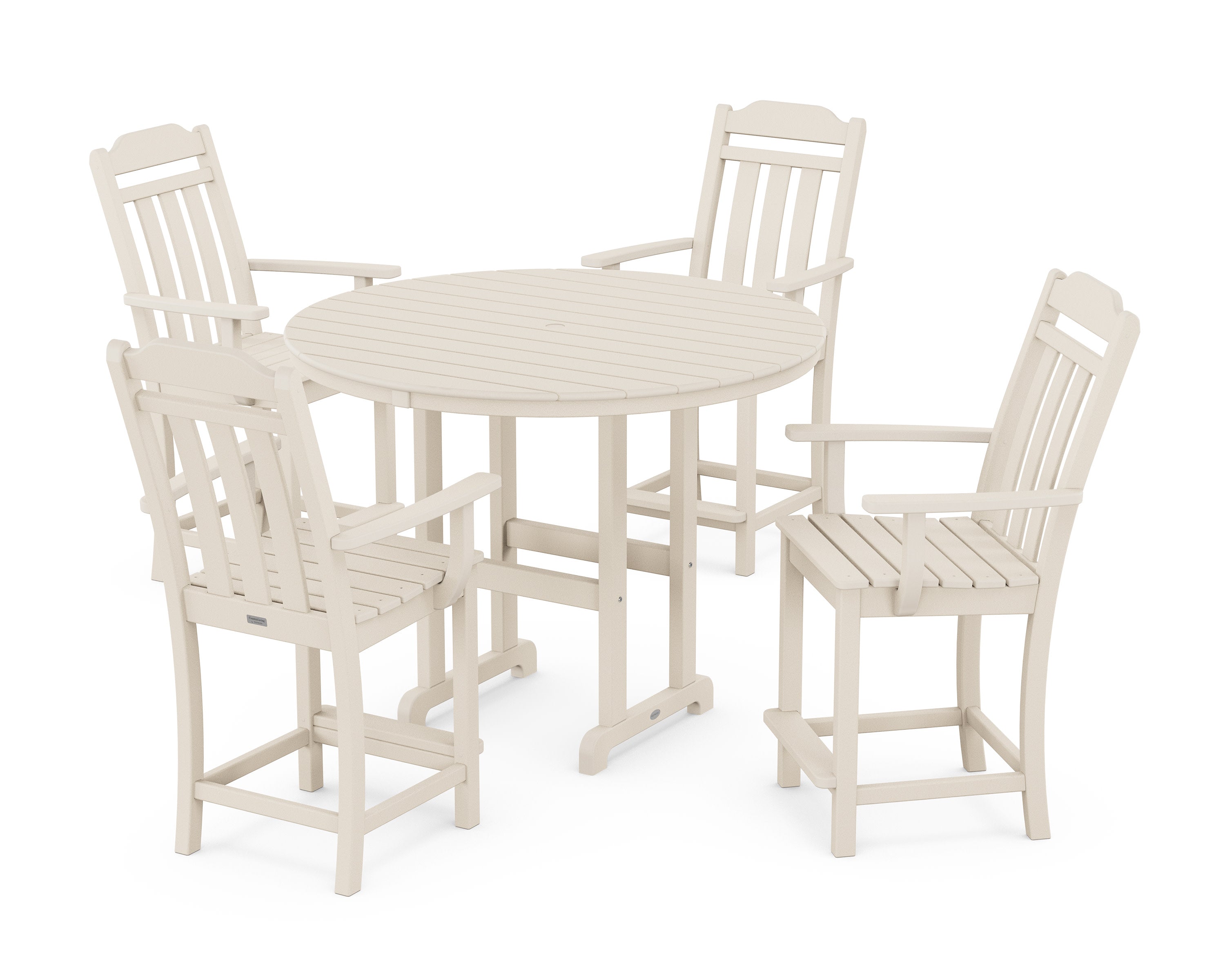 Cottage 5-Piece Round Farmhouse Counter Set in Sand