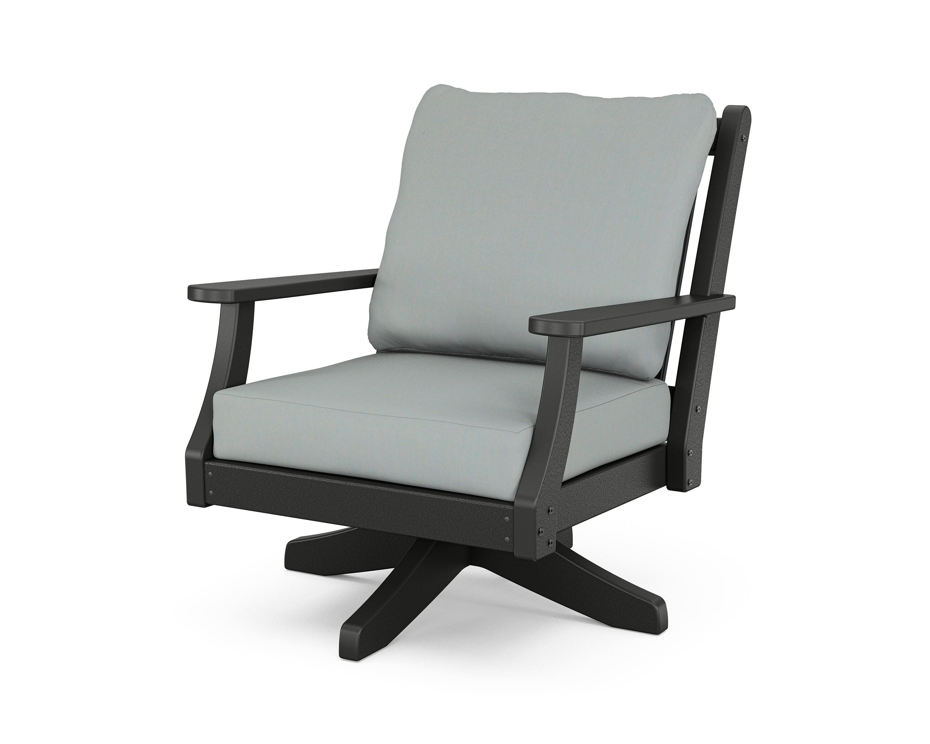 Wovendale Deep Seating Swivel Chair in Black / Spa