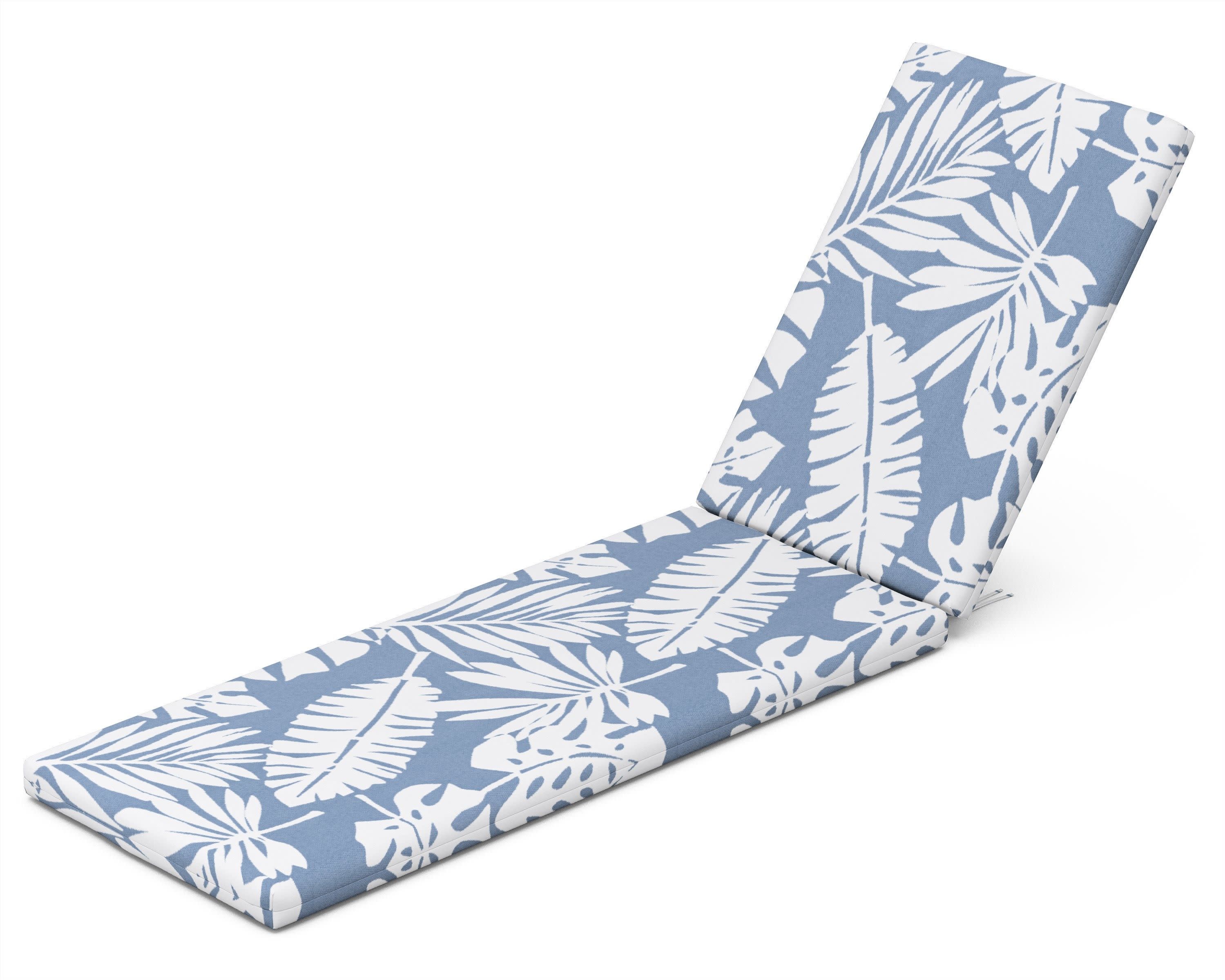 Chaise Cushion in Leaf Sky Blue