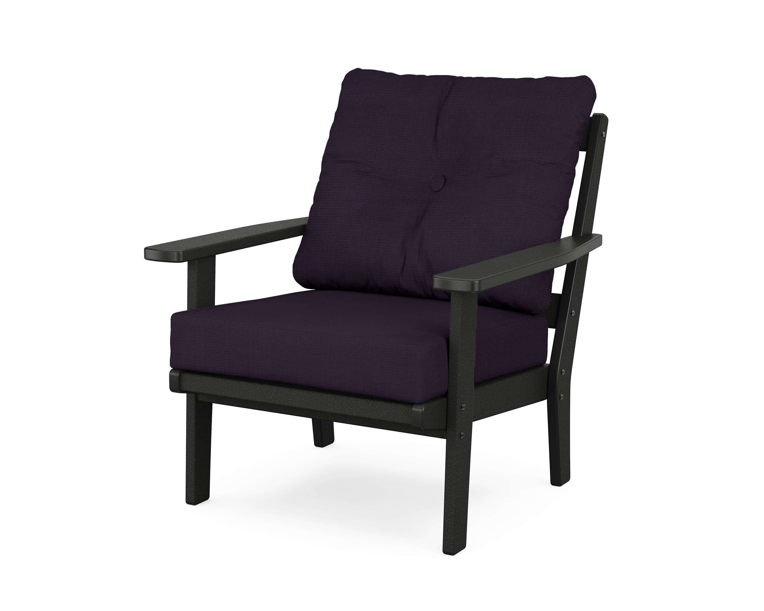 Prairie Deep Seating Chair in Black / Navy Linen