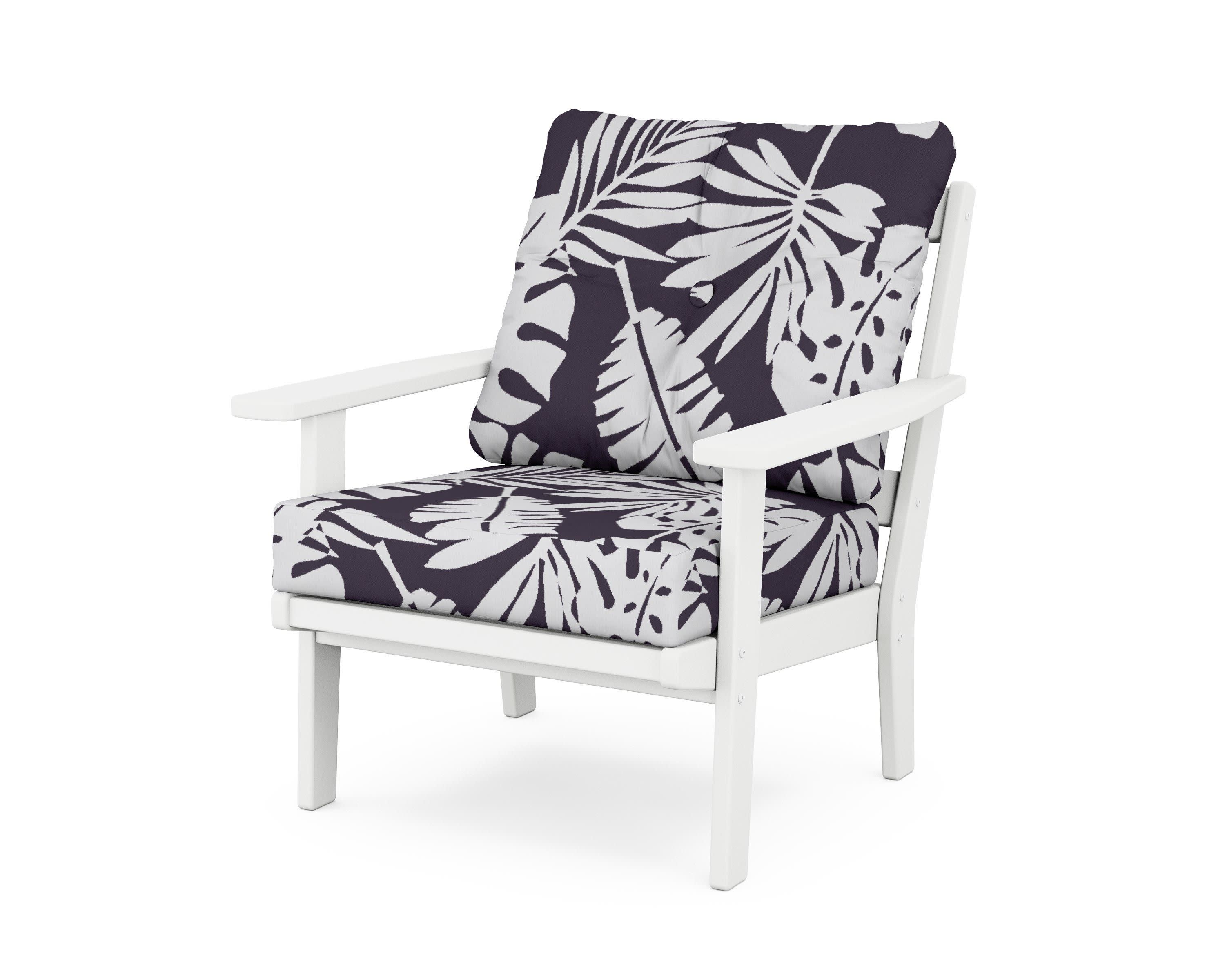 Prairie Deep Seating Chair in White / Leaf Navy