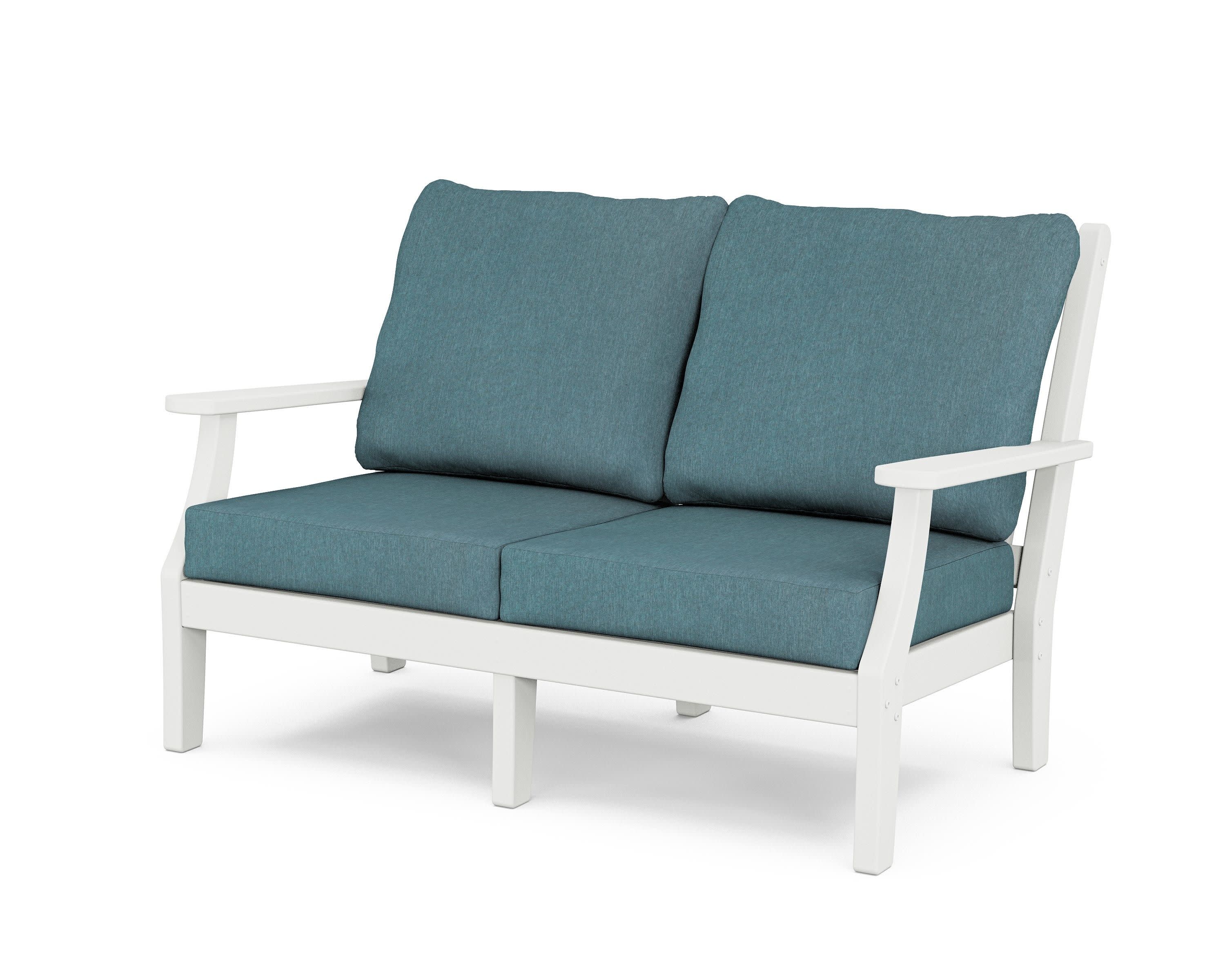 Wovendale Deep Seating Loveseat in White / Ocean Teal