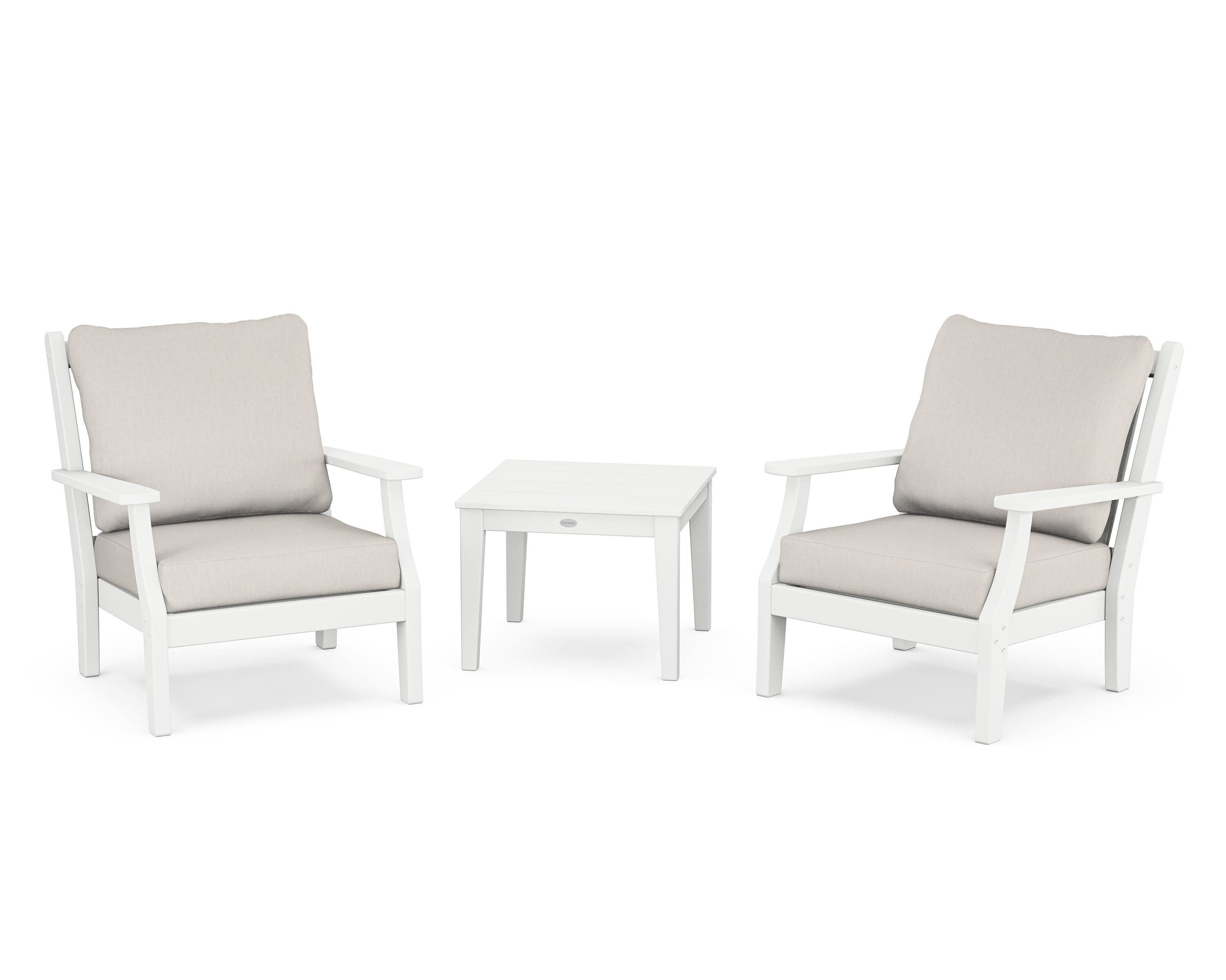 Wovendale 3-Piece Deep Seating Set in White / Cast Ash