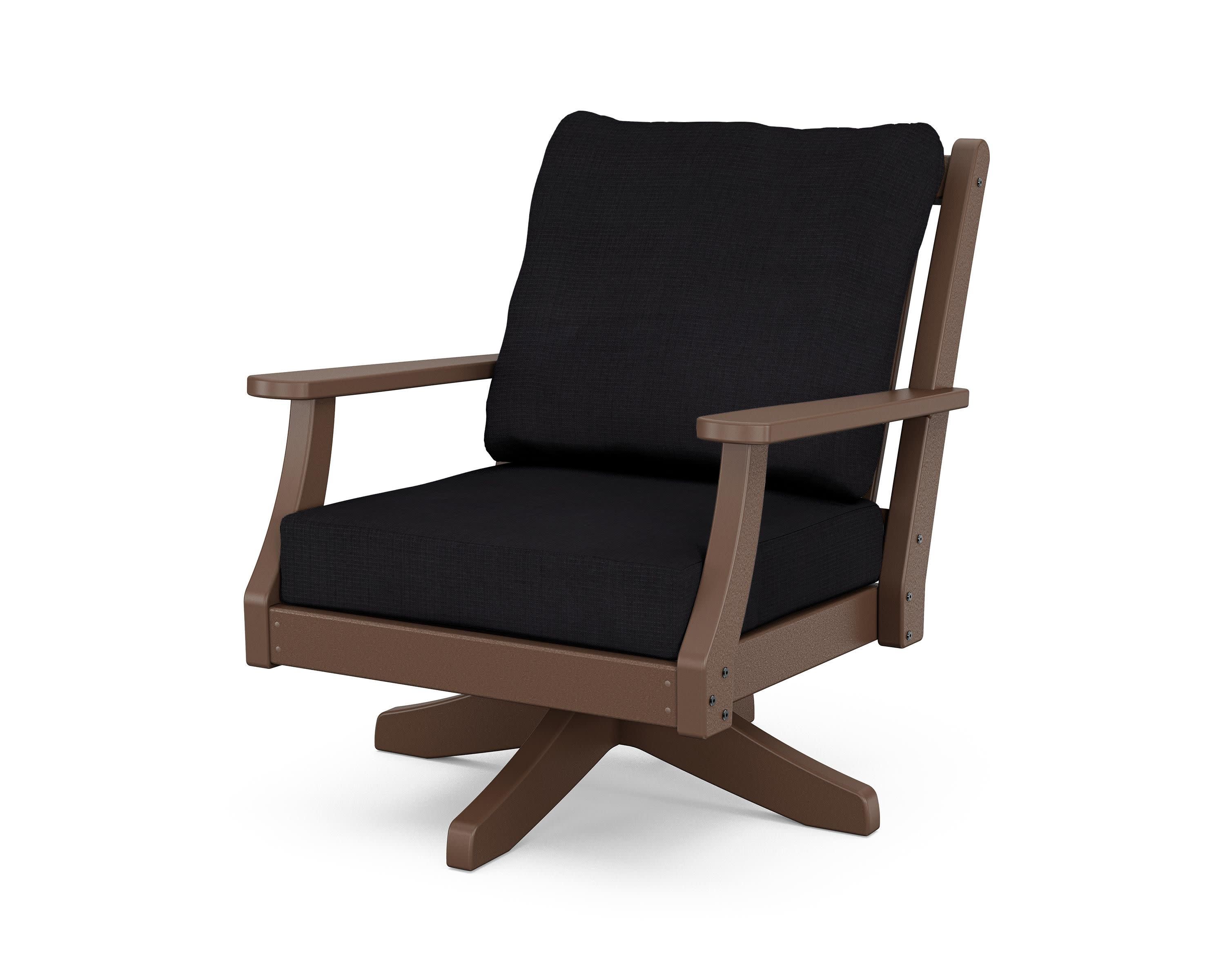 Wovendale Deep Seating Swivel Chair in Mahogany / Midnight Linen