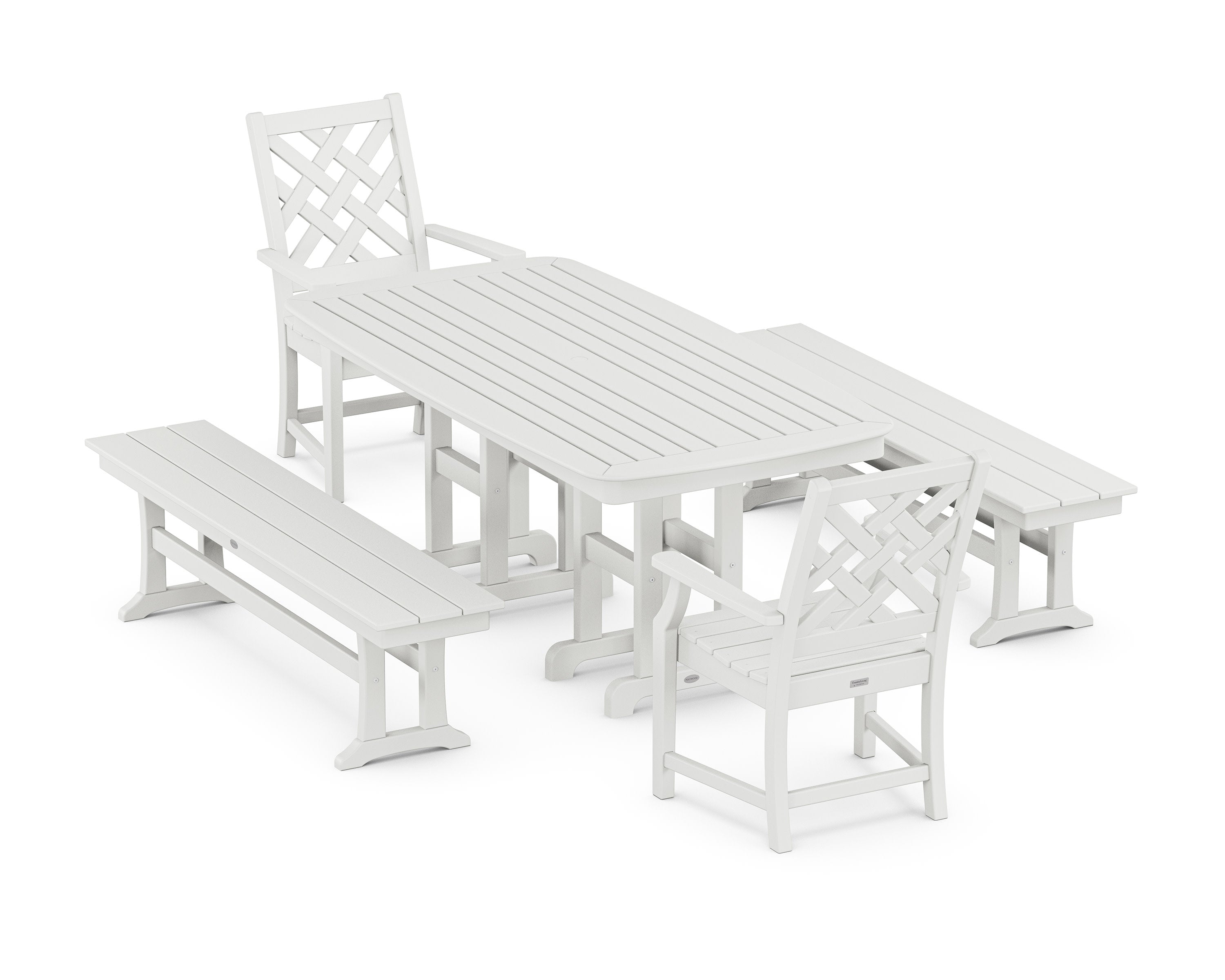 Wovendale 5-Piece Dining Set with Benches in White