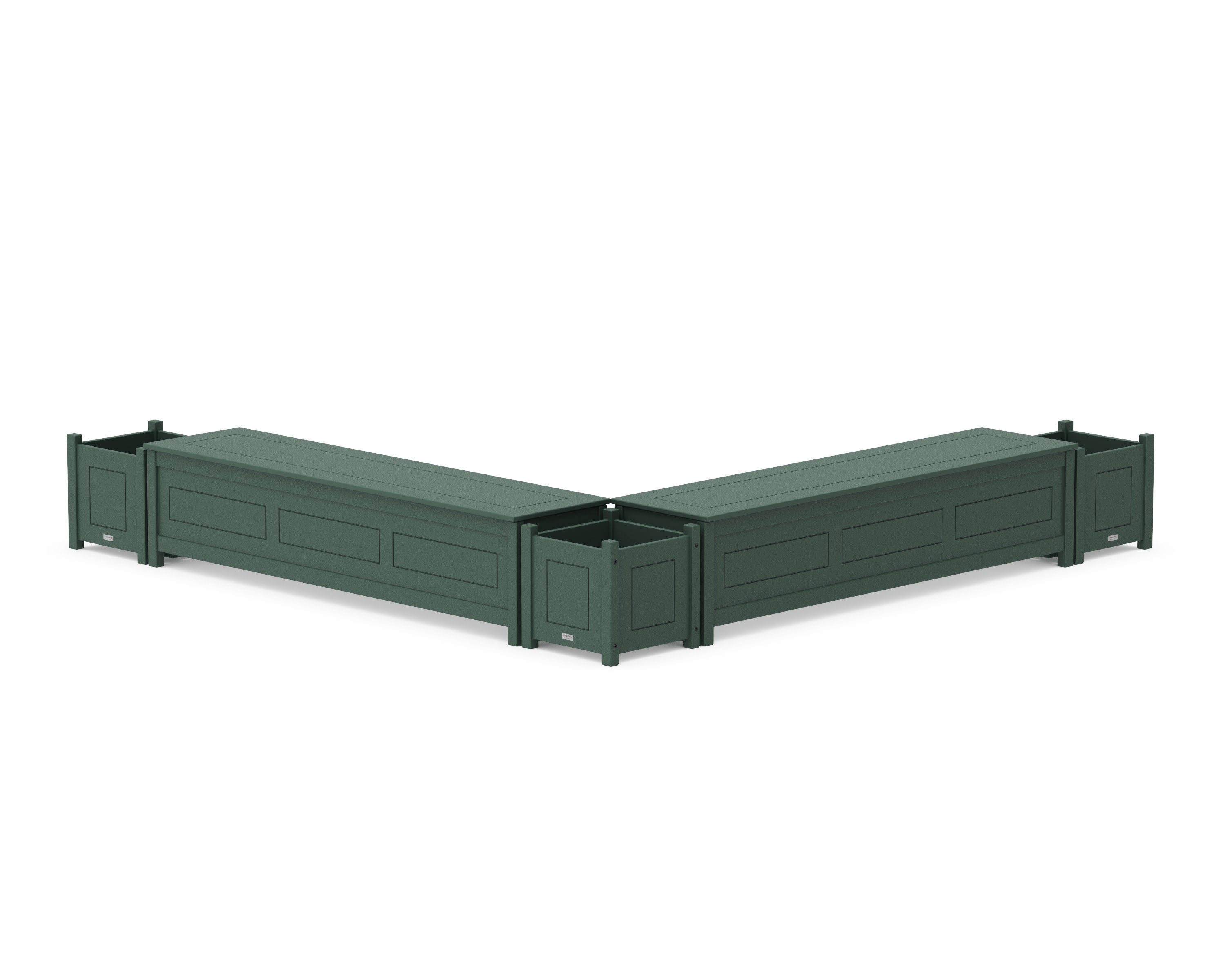 72" Country Living L- Shaped Planter Storage Bench Corner Set in Green