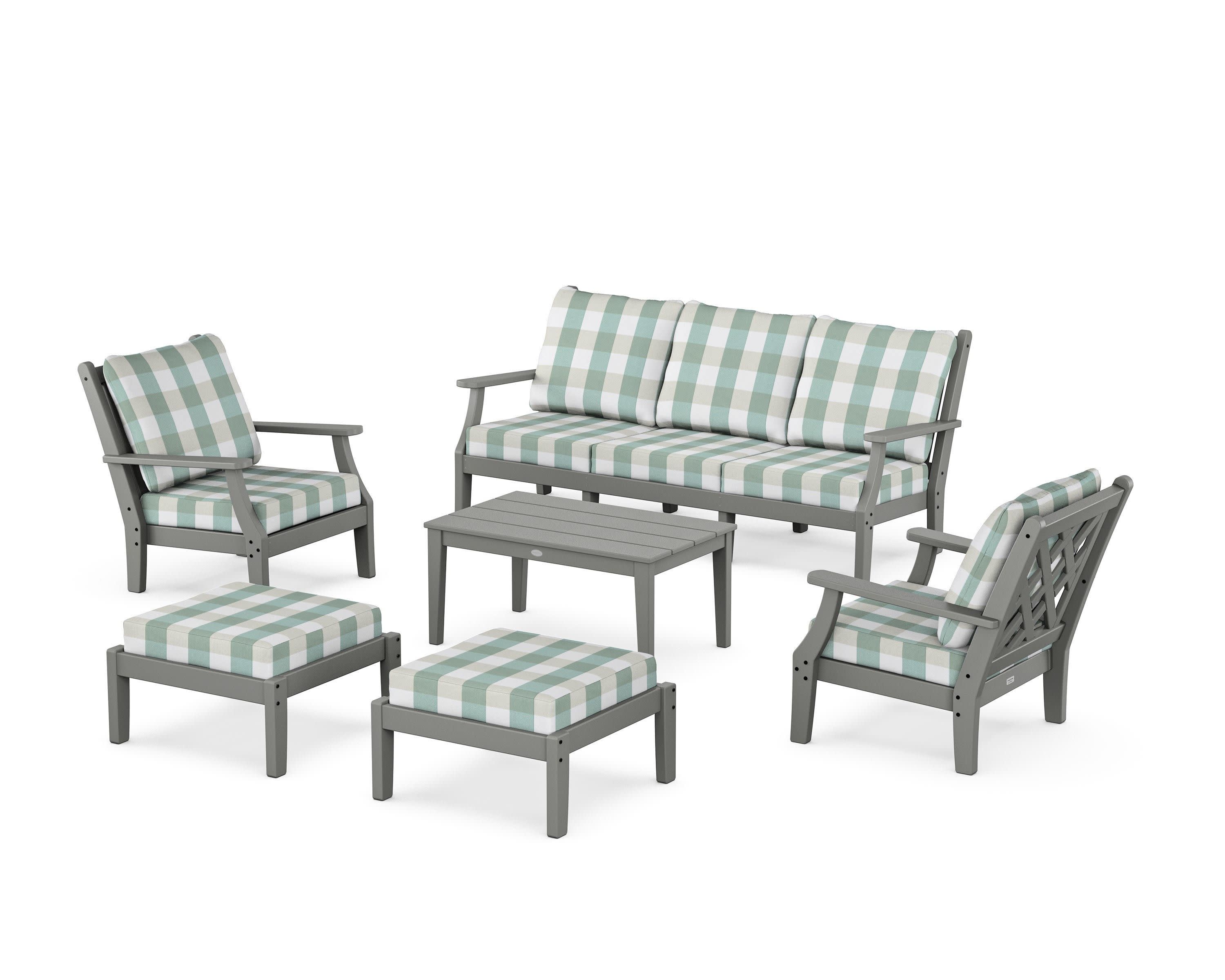 Wovendale 6-Piece Lounge Sofa Set in Slate Grey / Buffalo Plaid Glacier Spa