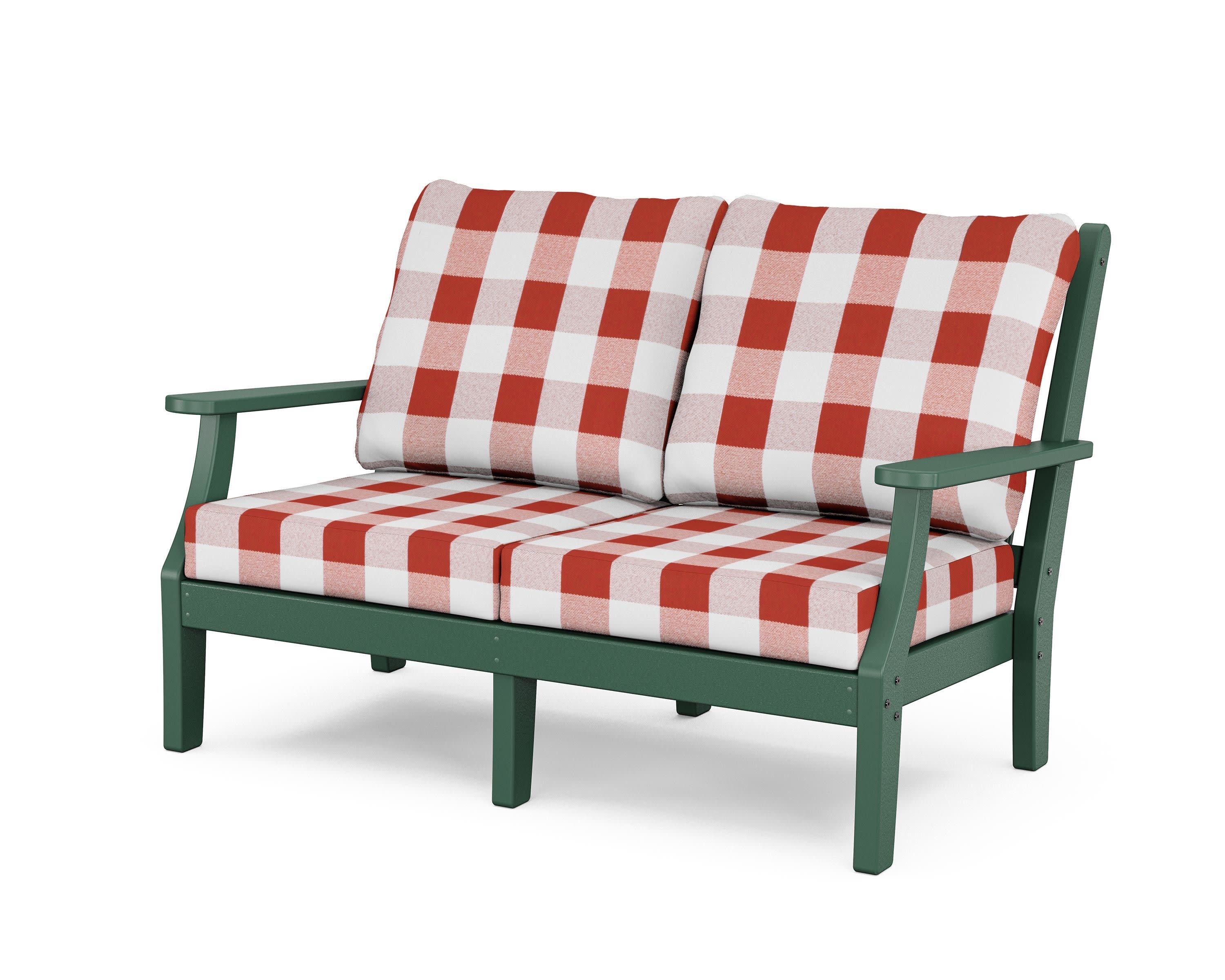 Wovendale Deep Seating Loveseat in Green / Buffalo Plaid Crimson