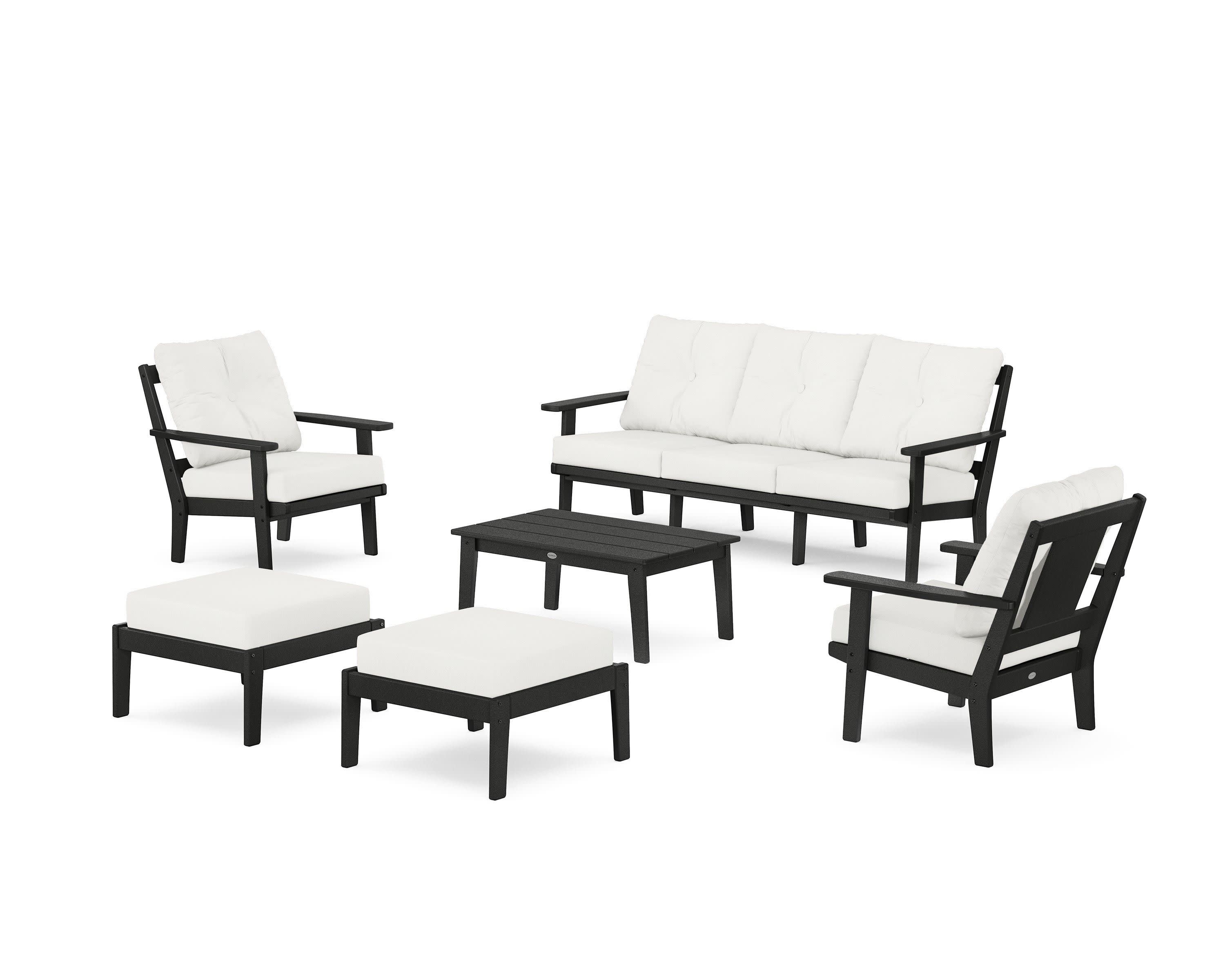 Prairie 6-Piece Lounge Sofa Set in Black / Natural Linen