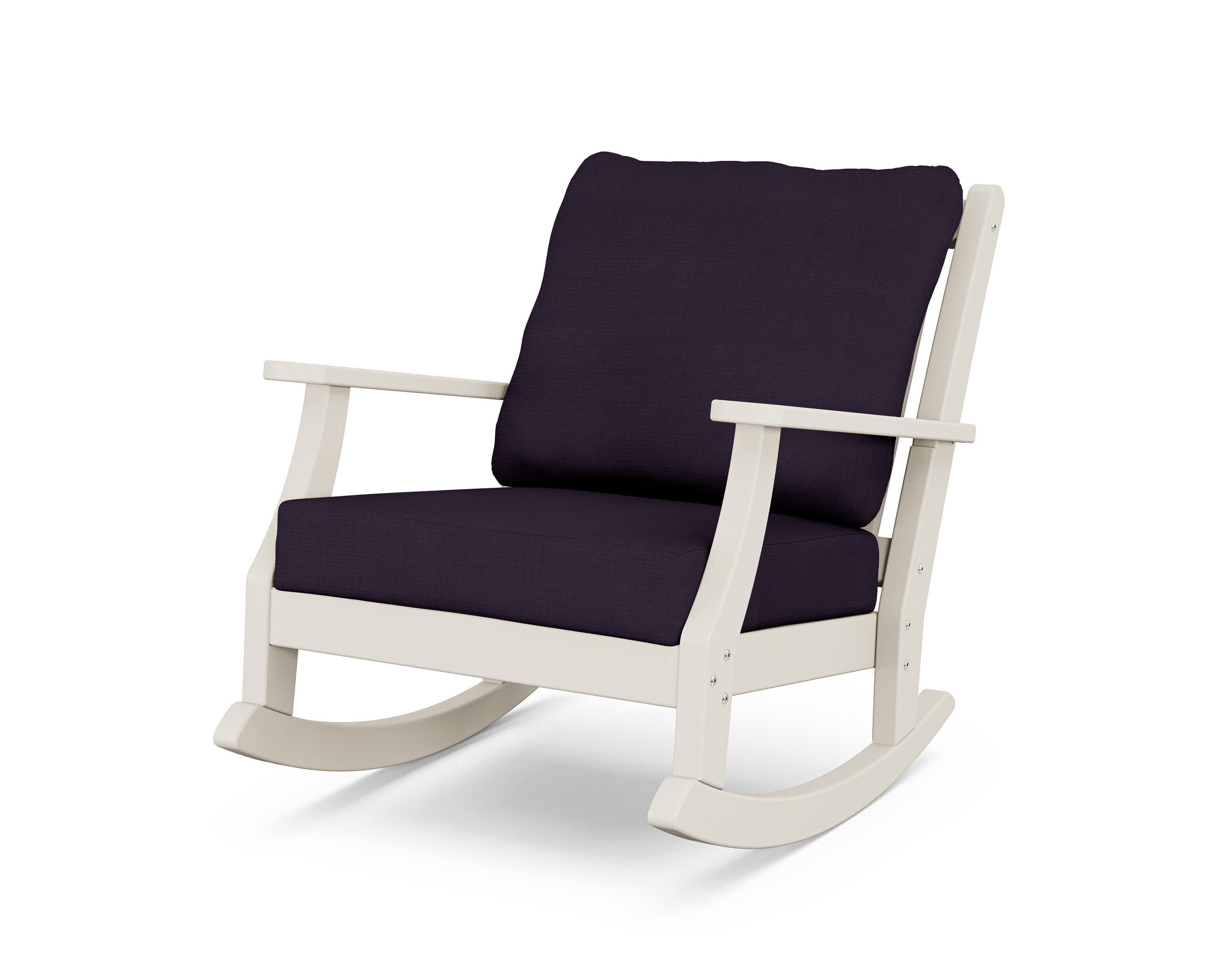 Wovendale Deep Seating Rocking Chair in Sand / Navy Linen