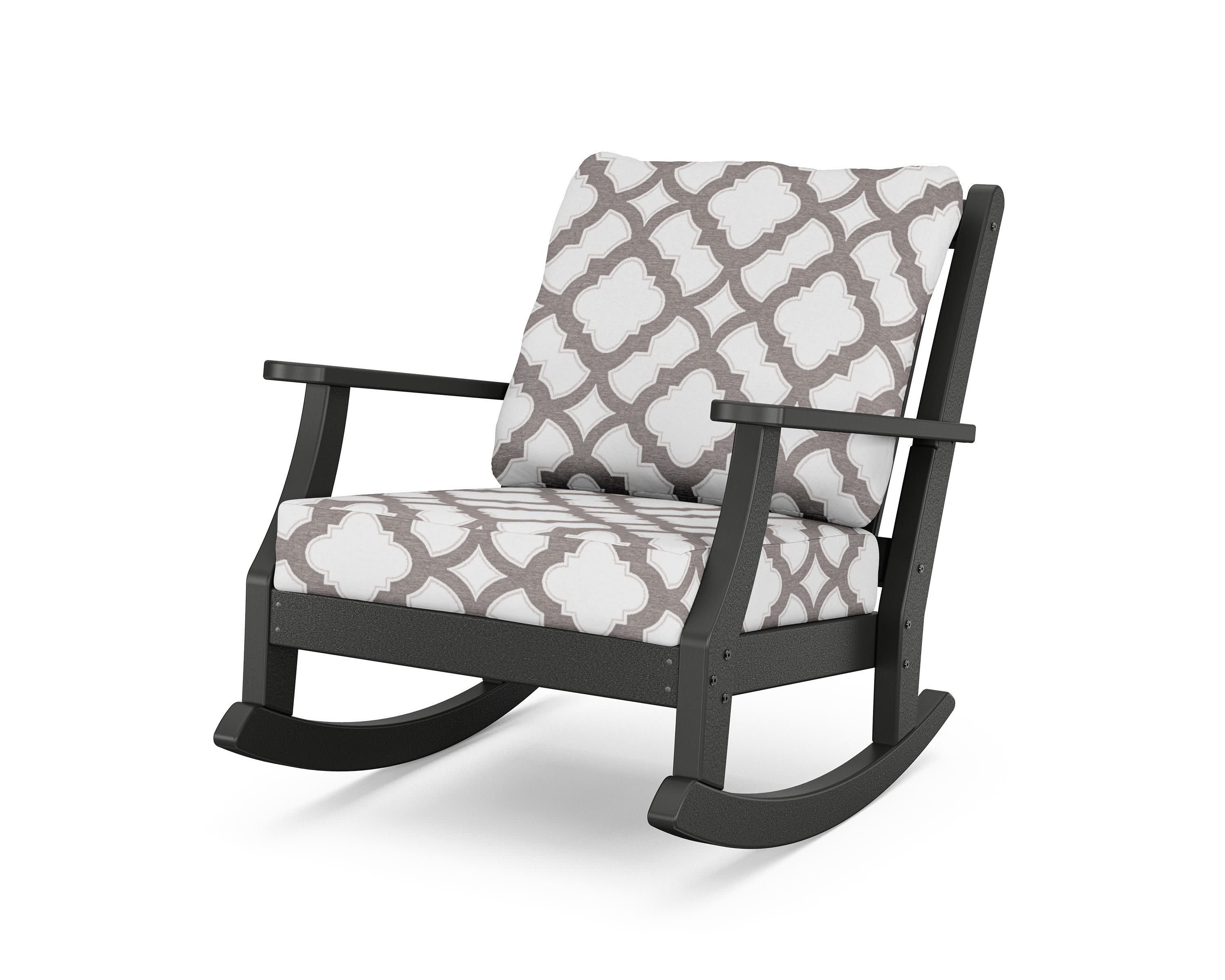 Wovendale Deep Seating Rocking Chair in Black / Trellis Grey Mist