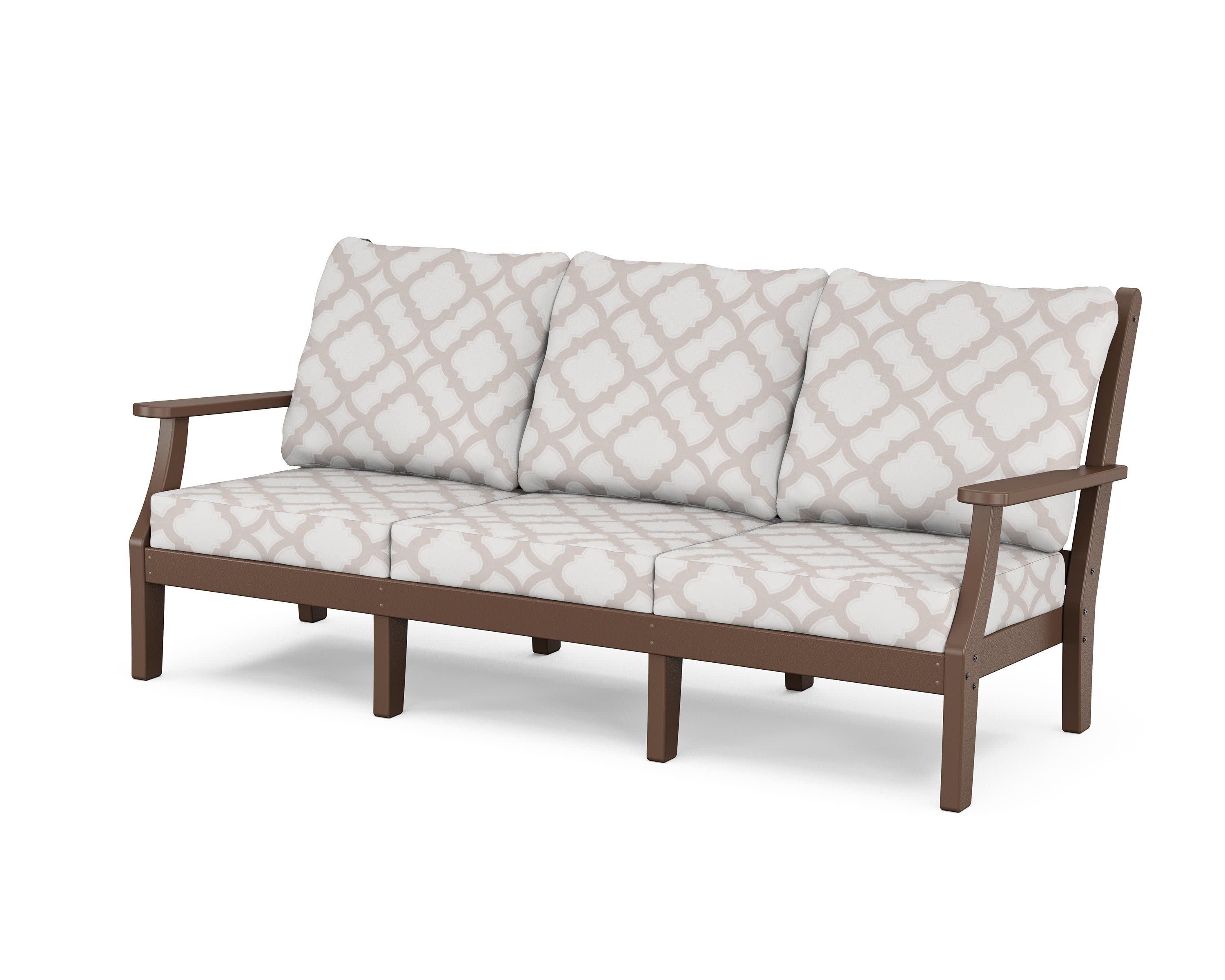 Wovendale Deep Seating Sofa in Mahogany / Trellis Dune Burlap