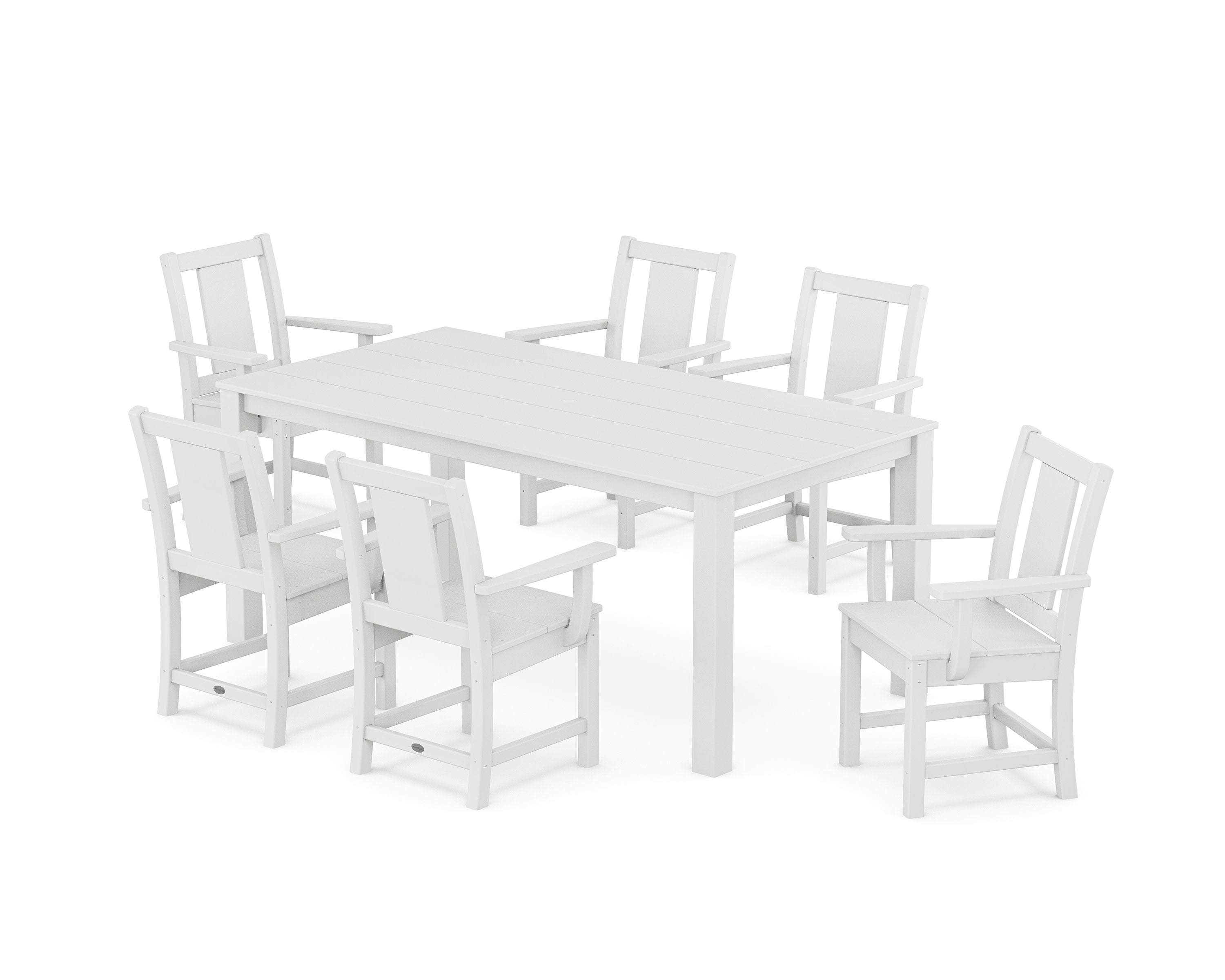 Prairie Arm Chair 7-Piece Parsons Dining Set in White