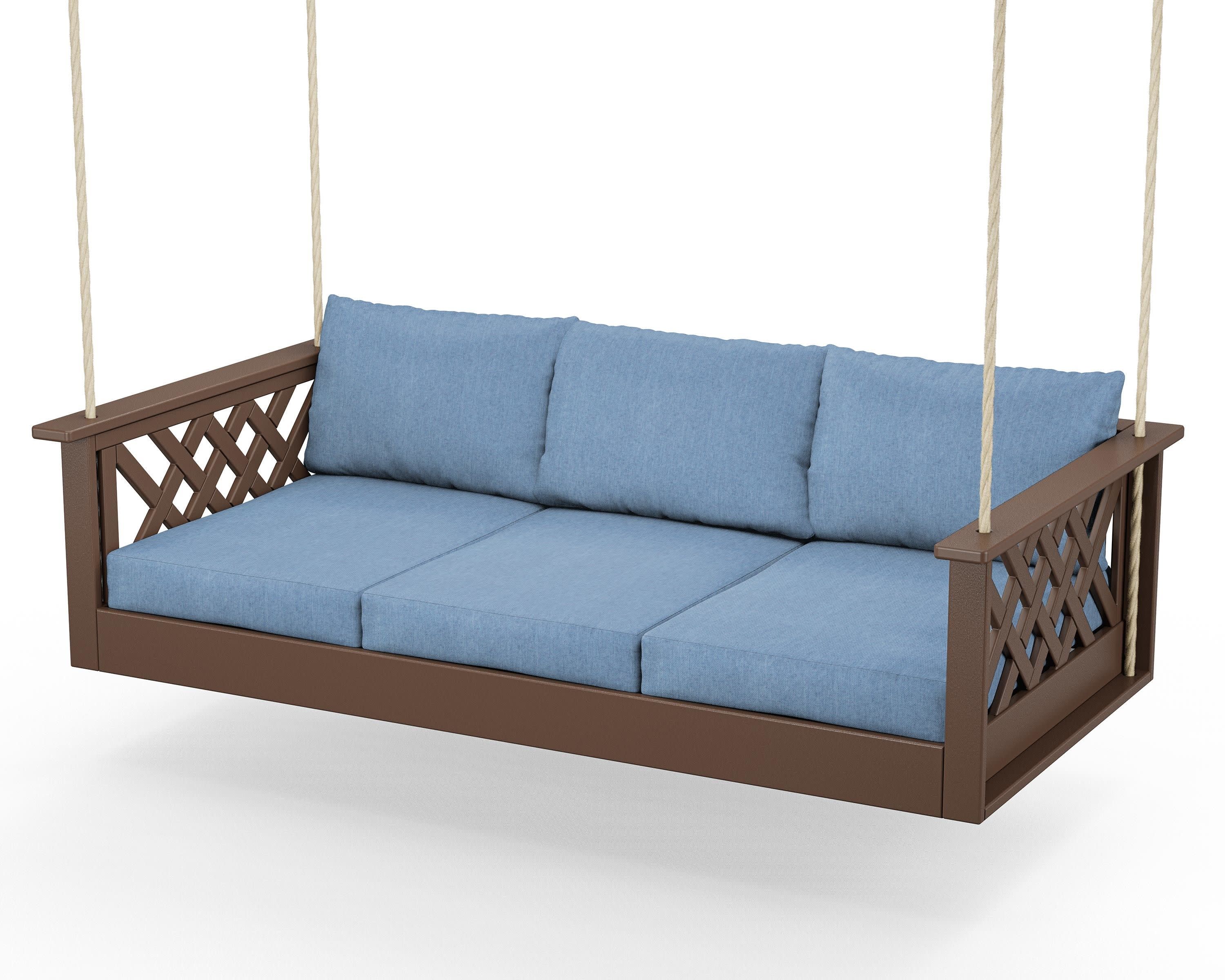 Wovendale Daybed Swing in Mahogany / Sky Blue