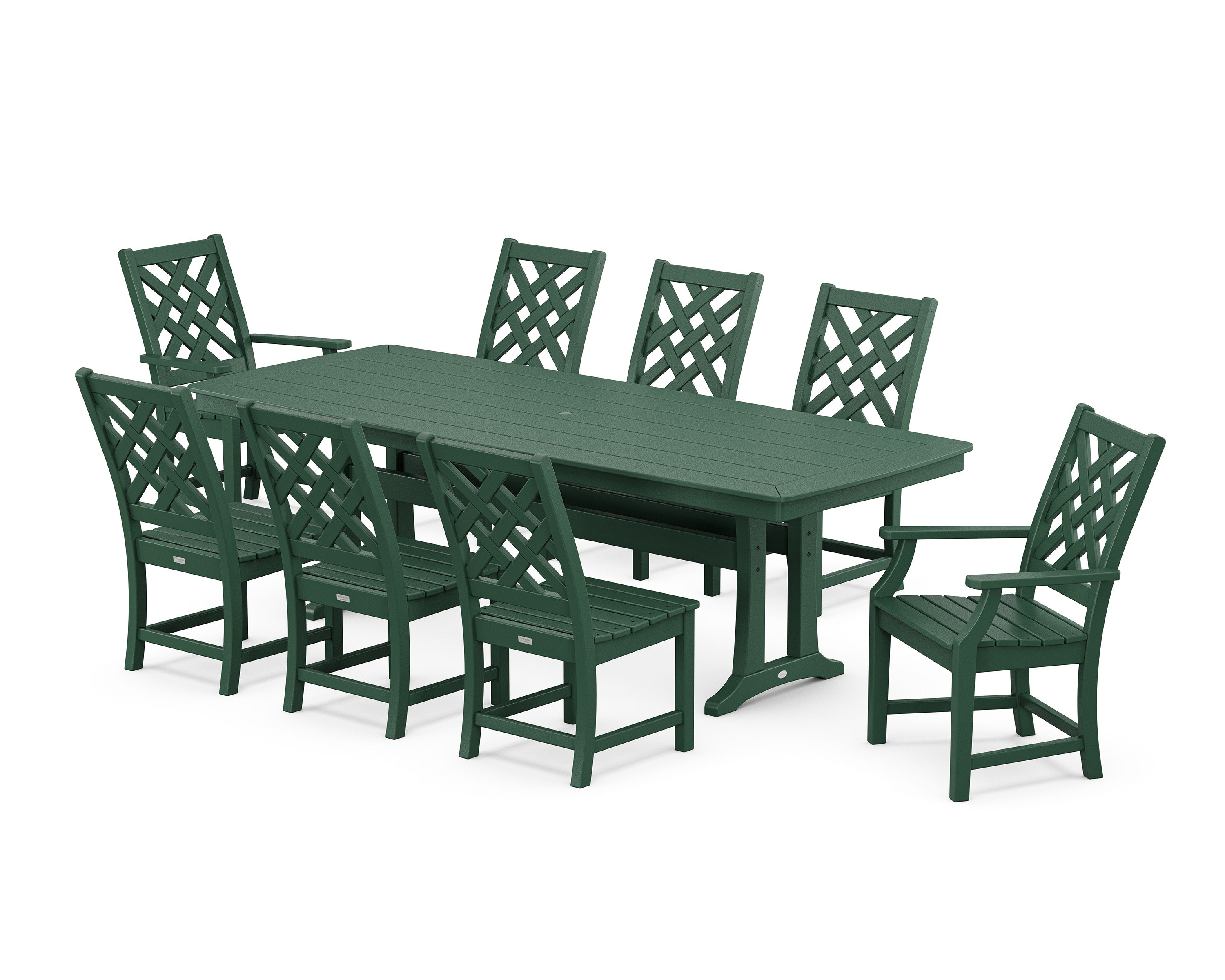 Wovendale 9-Piece Dining Set with Trestle Legs in Green