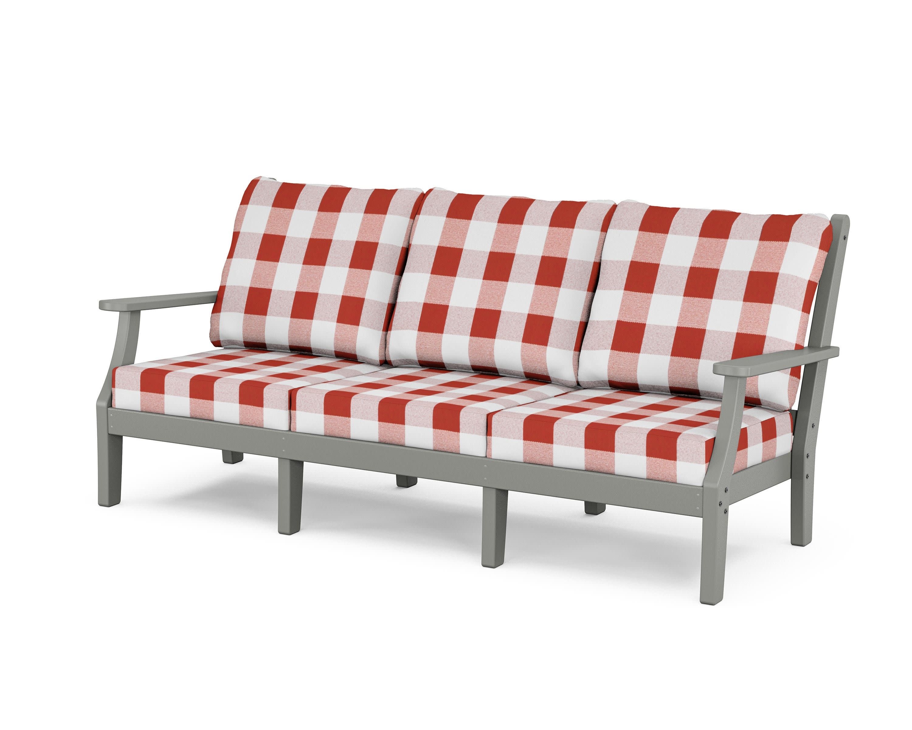 Wovendale Deep Seating Sofa in Slate Grey / Buffalo Plaid Crimson