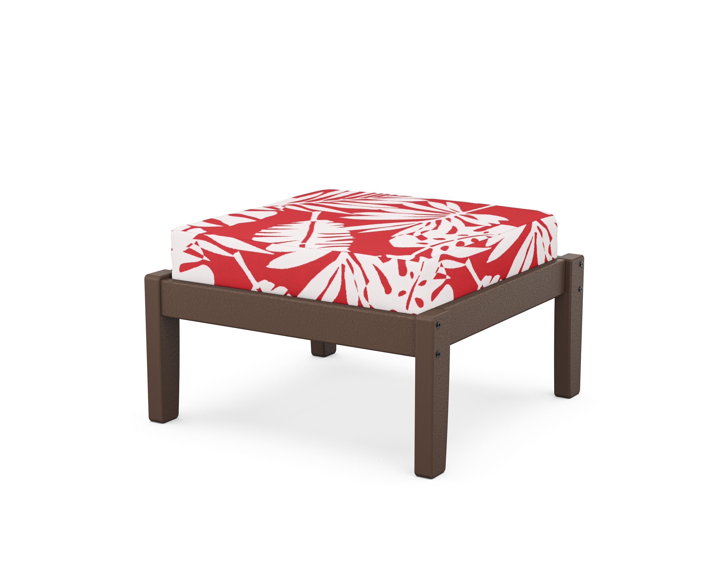 Deep Seating Ottoman in Mahogany / Leaf Crimson