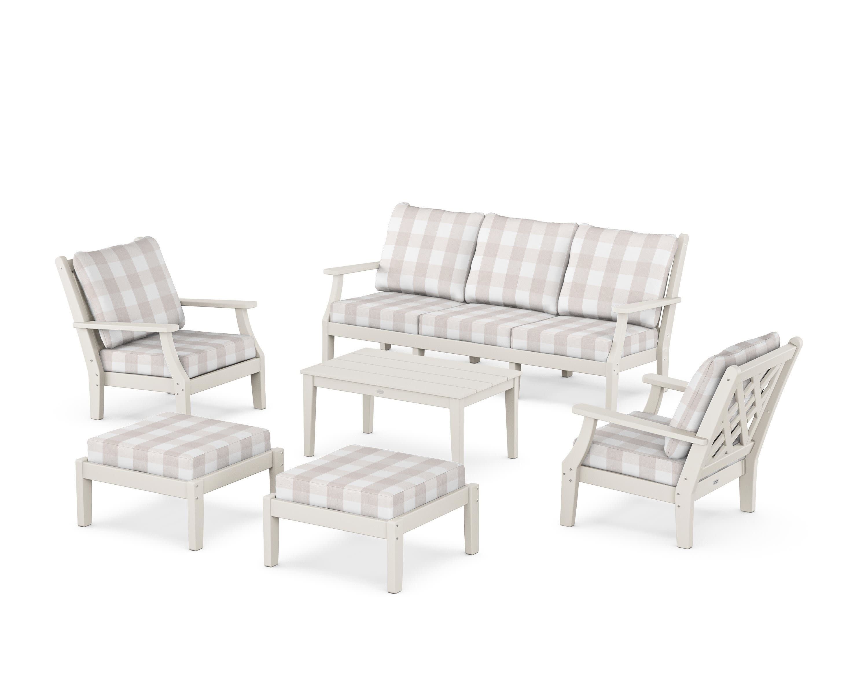 Wovendale 6-Piece Lounge Sofa Set in Sand / Buffalo Plaid Dune Burlap