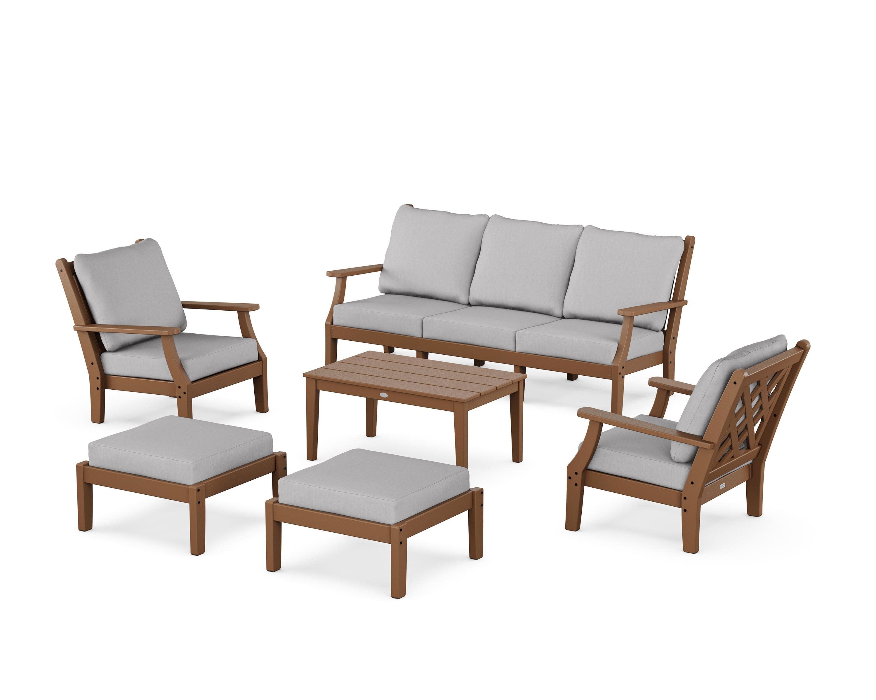 Wovendale 6-Piece Lounge Sofa Set in Teak / Granite