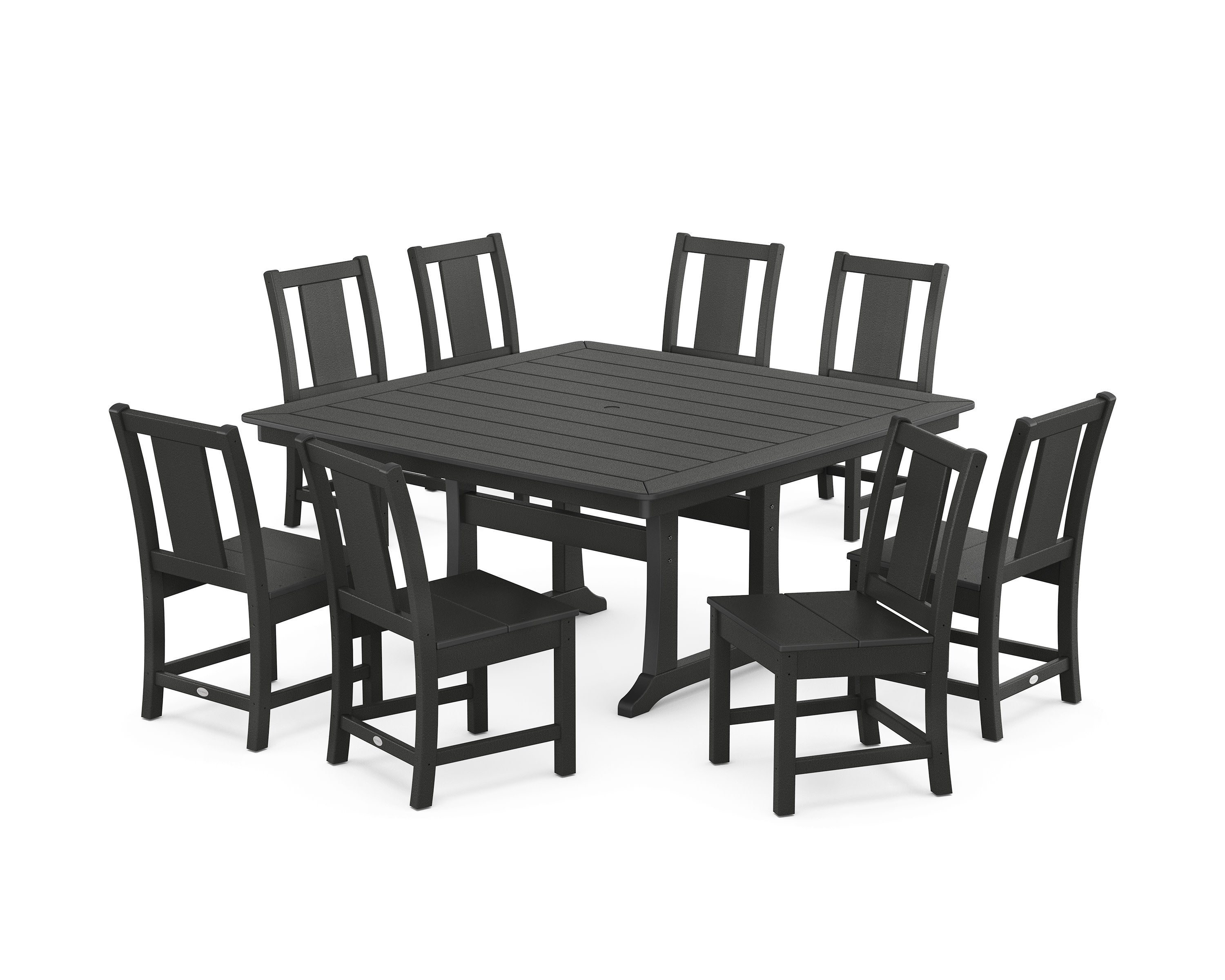 Prairie Side Chair 9-Piece Square Dining Set with Trestle Legs in Black