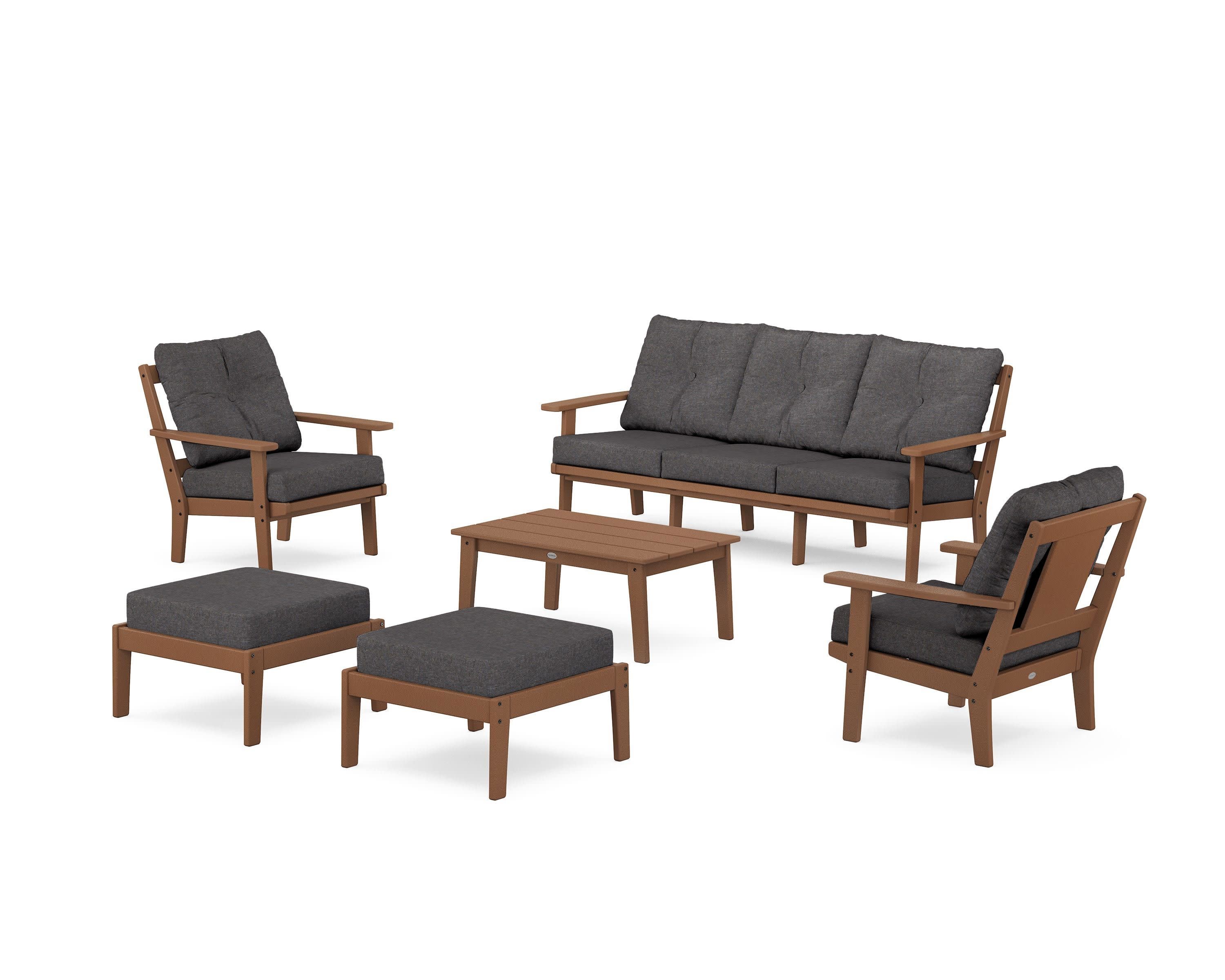 Prairie 6-Piece Lounge Sofa Set in Teak / Ash Charcoal