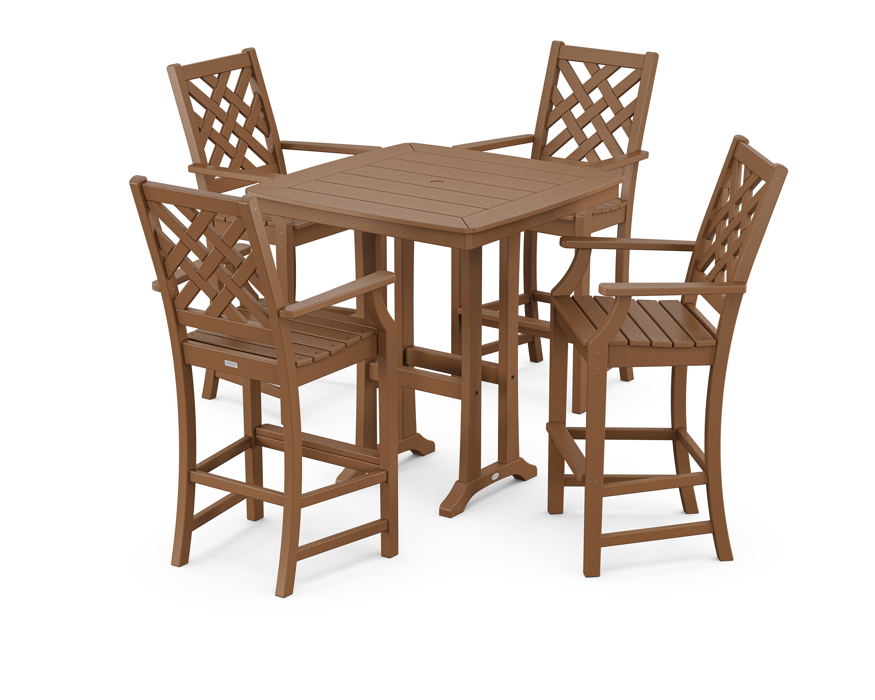 Wovendale 5-Piece Bar Set with Trestle Legs in Teak