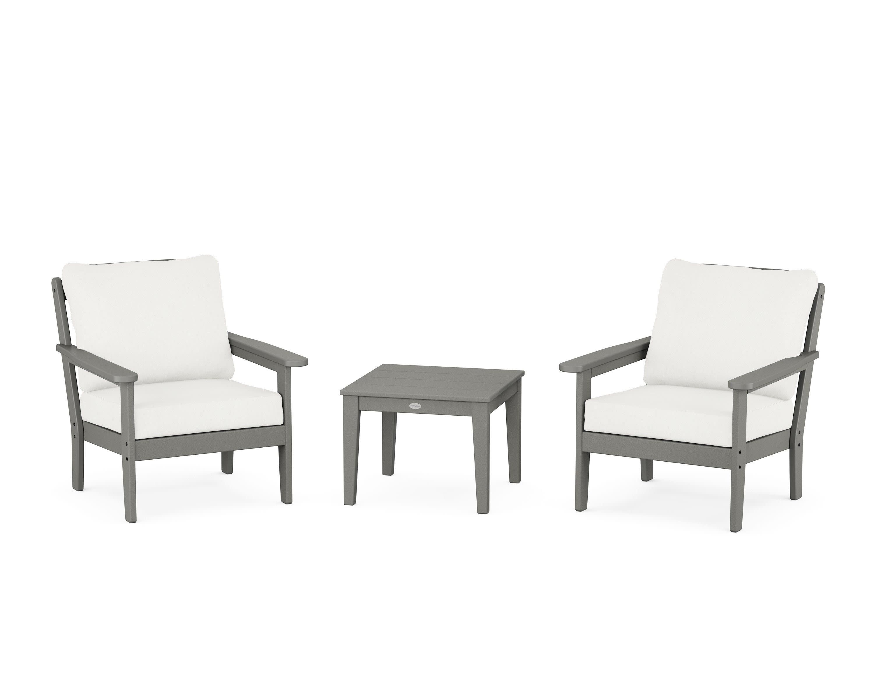 Cottage 3-Piece Deep Seating Set in Slate Grey / Natural Linen