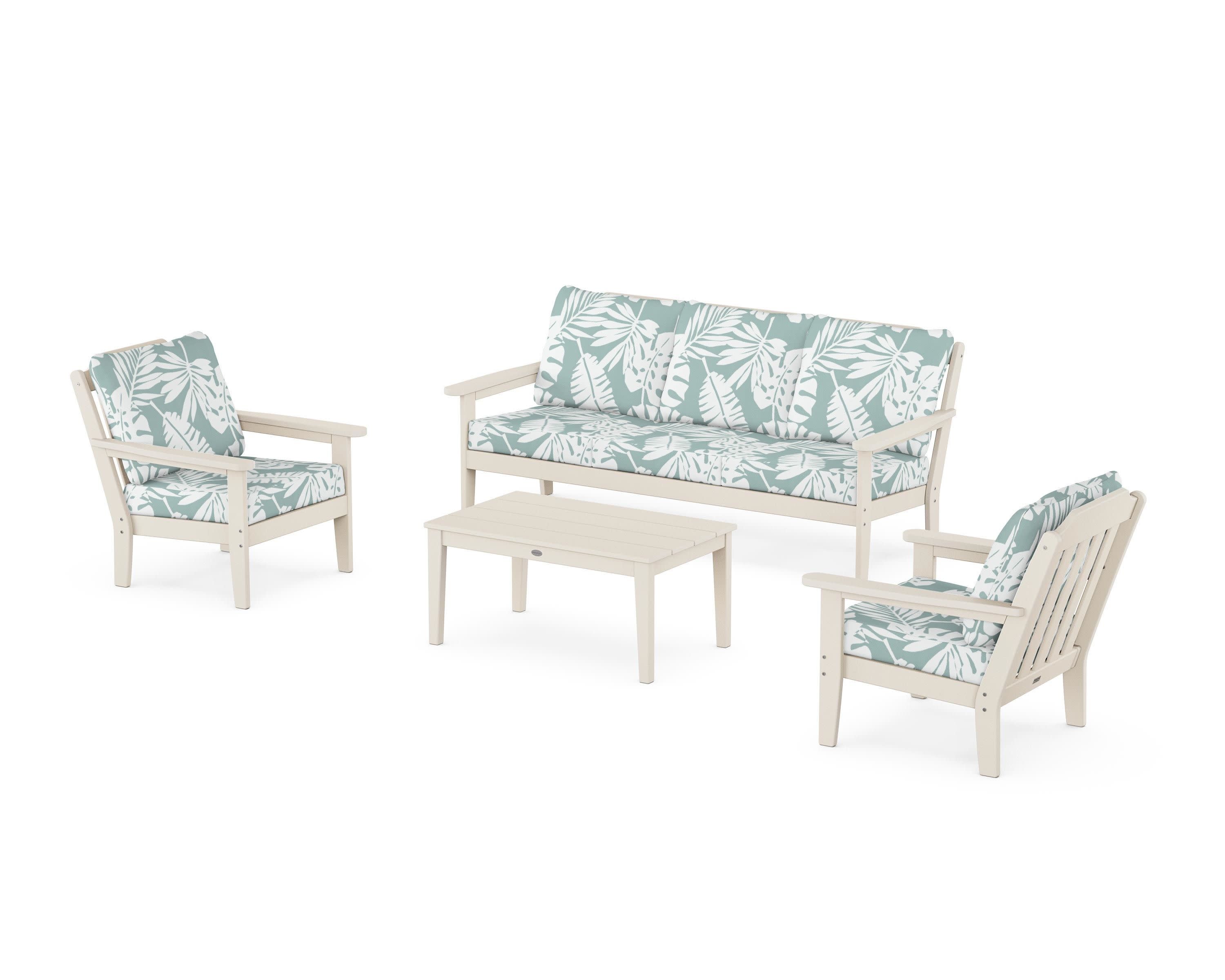 Cottage 4-Piece Deep Seating Set with Sofa in Sand / Leaf Glacier Spa
