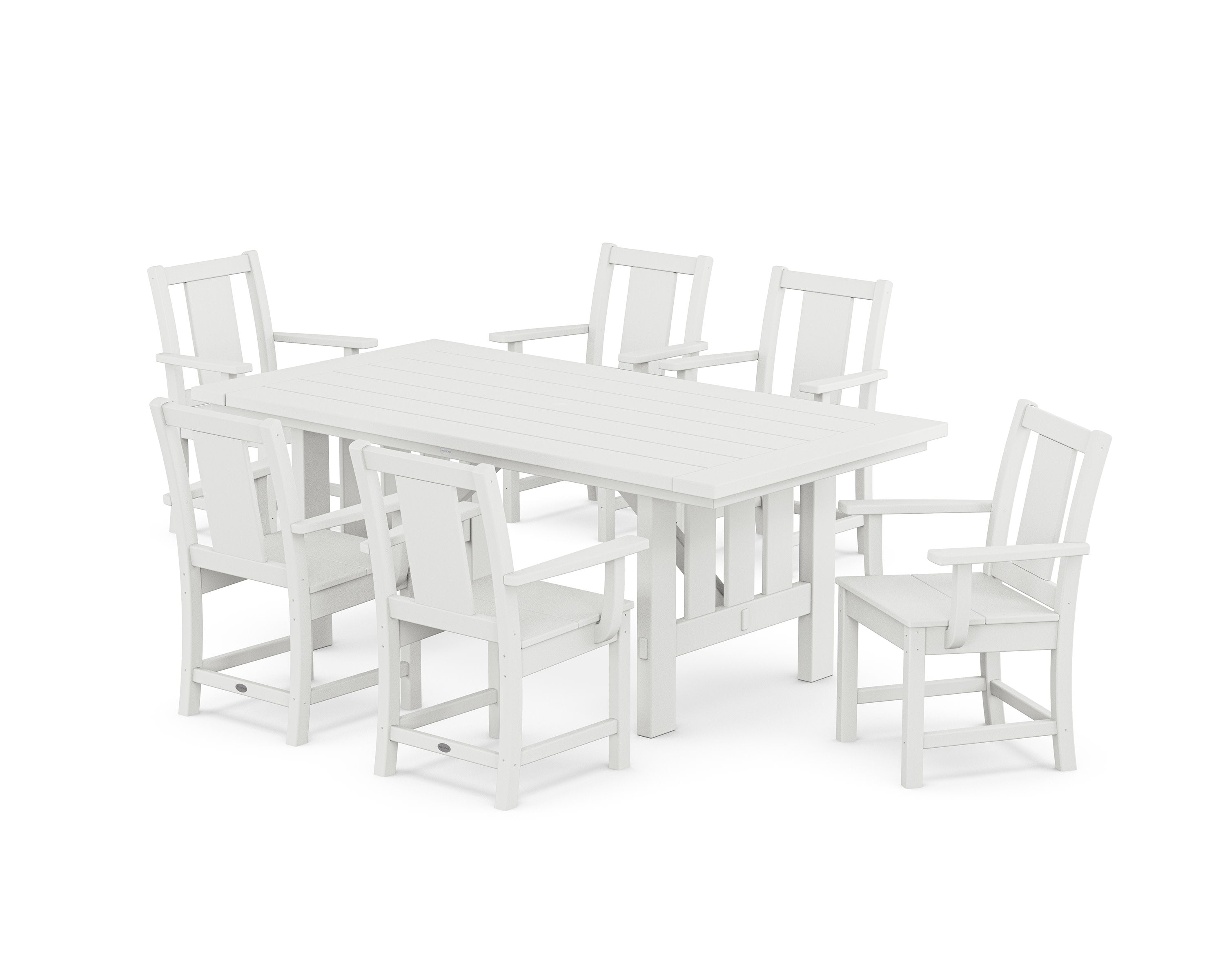 Prairie Arm Chair 7-Piece Mission Dining Set in White