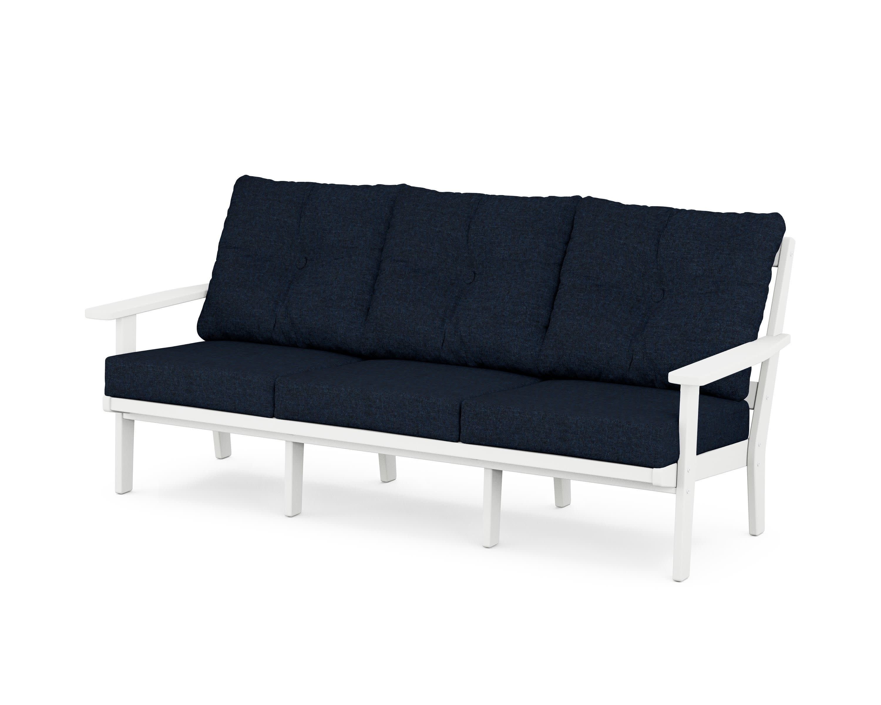 PrairieDeep Seating Sofa in White / Marine Indigo