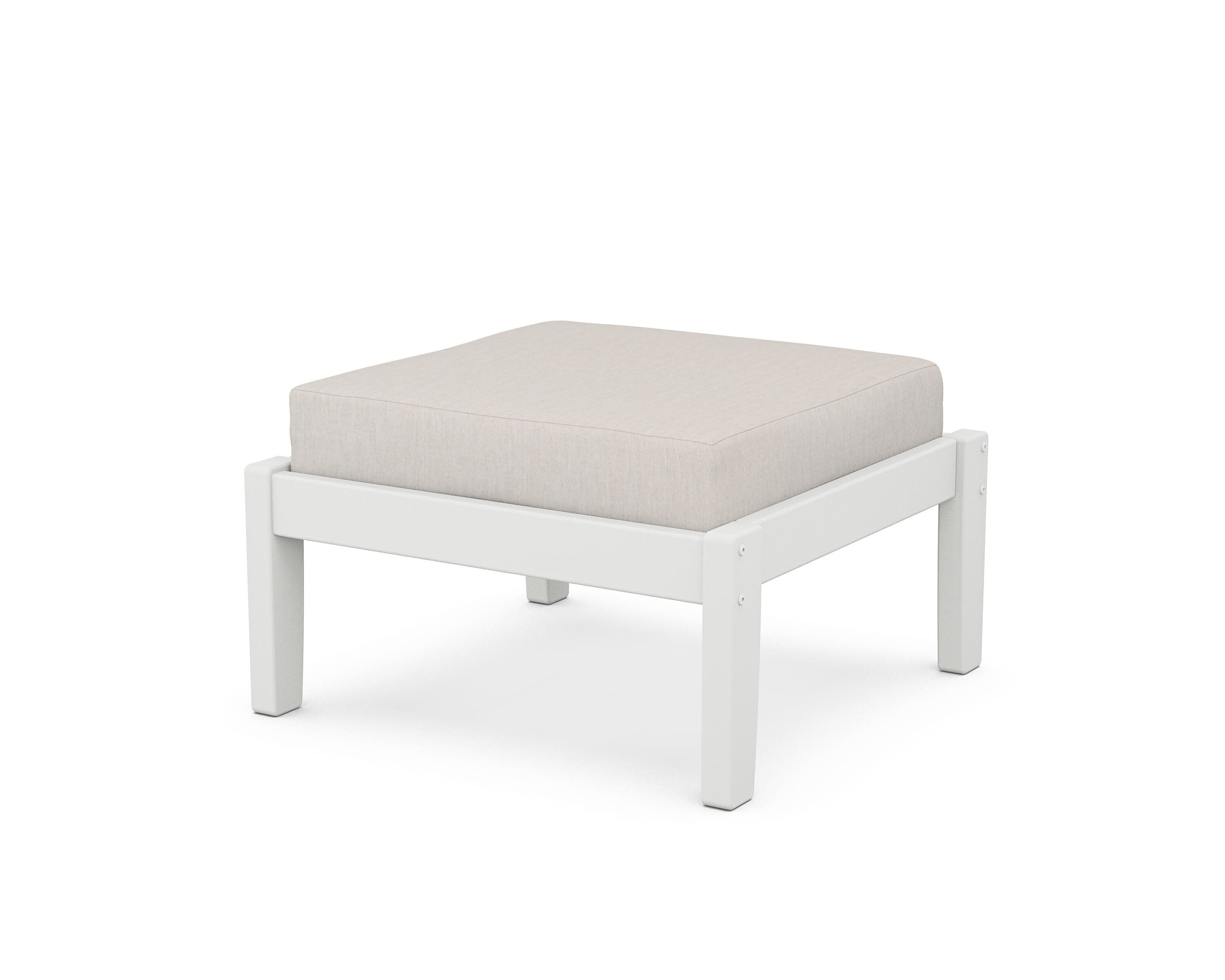 Deep Seating Ottoman in White / Cast Ash