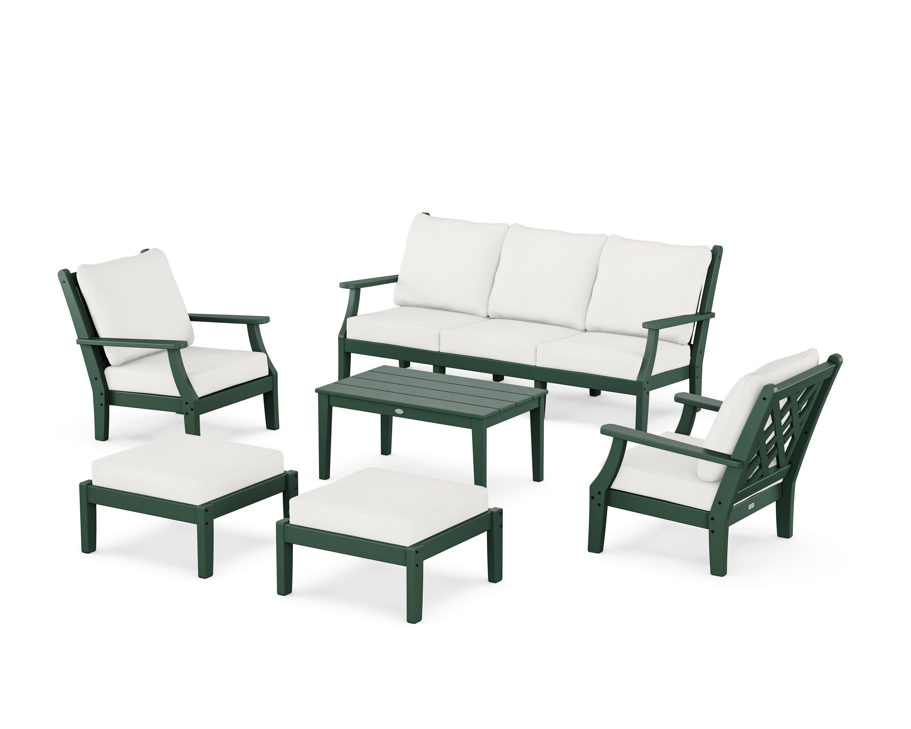 Wovendale 6-Piece Lounge Sofa Set in Green / Natural Linen
