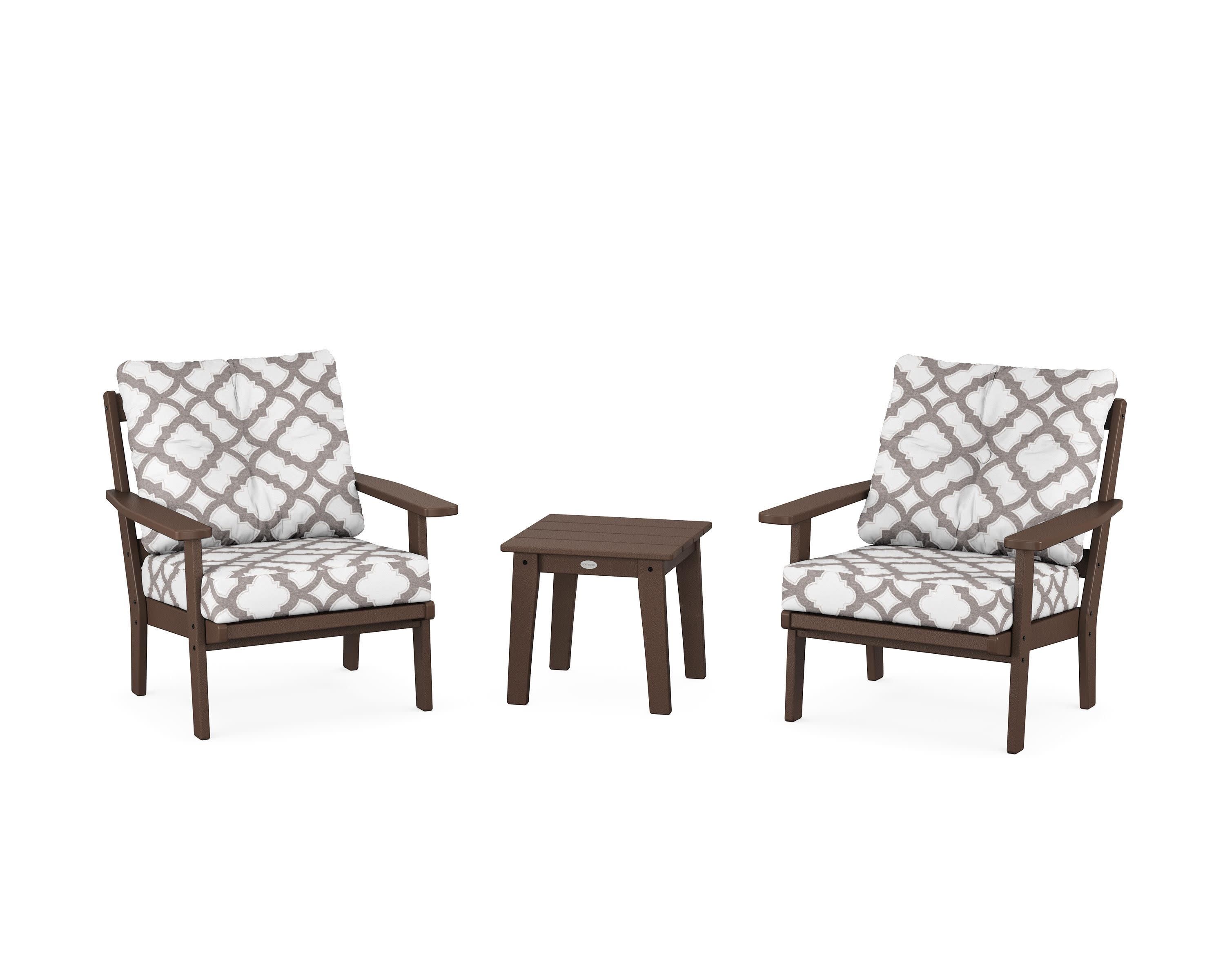 Prairie 3-Piece Deep Seating Set in Mahogany / Trellis Grey Mist