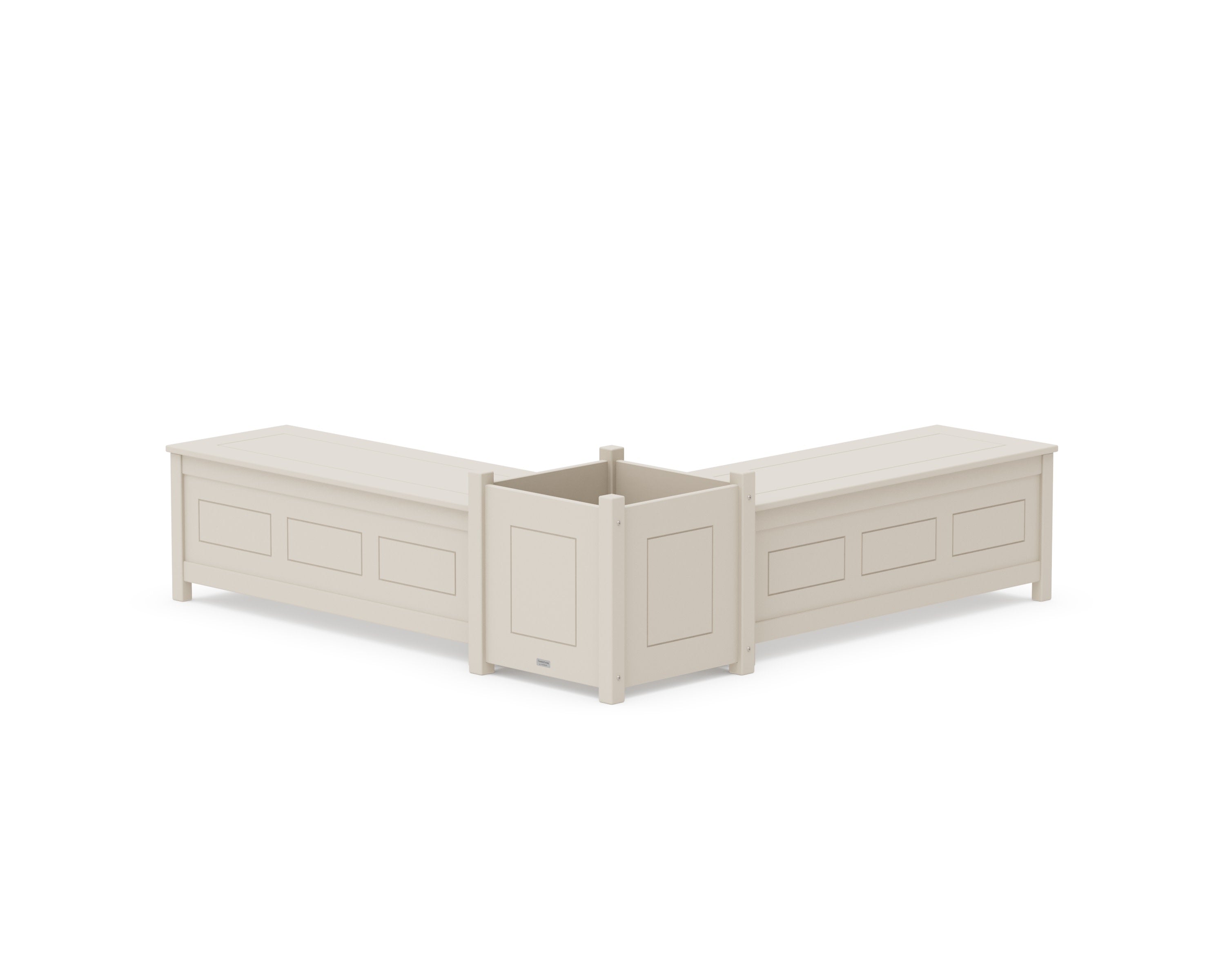 48" Country Living L- Shaped Planter Storage Bench Set- Large in Sand