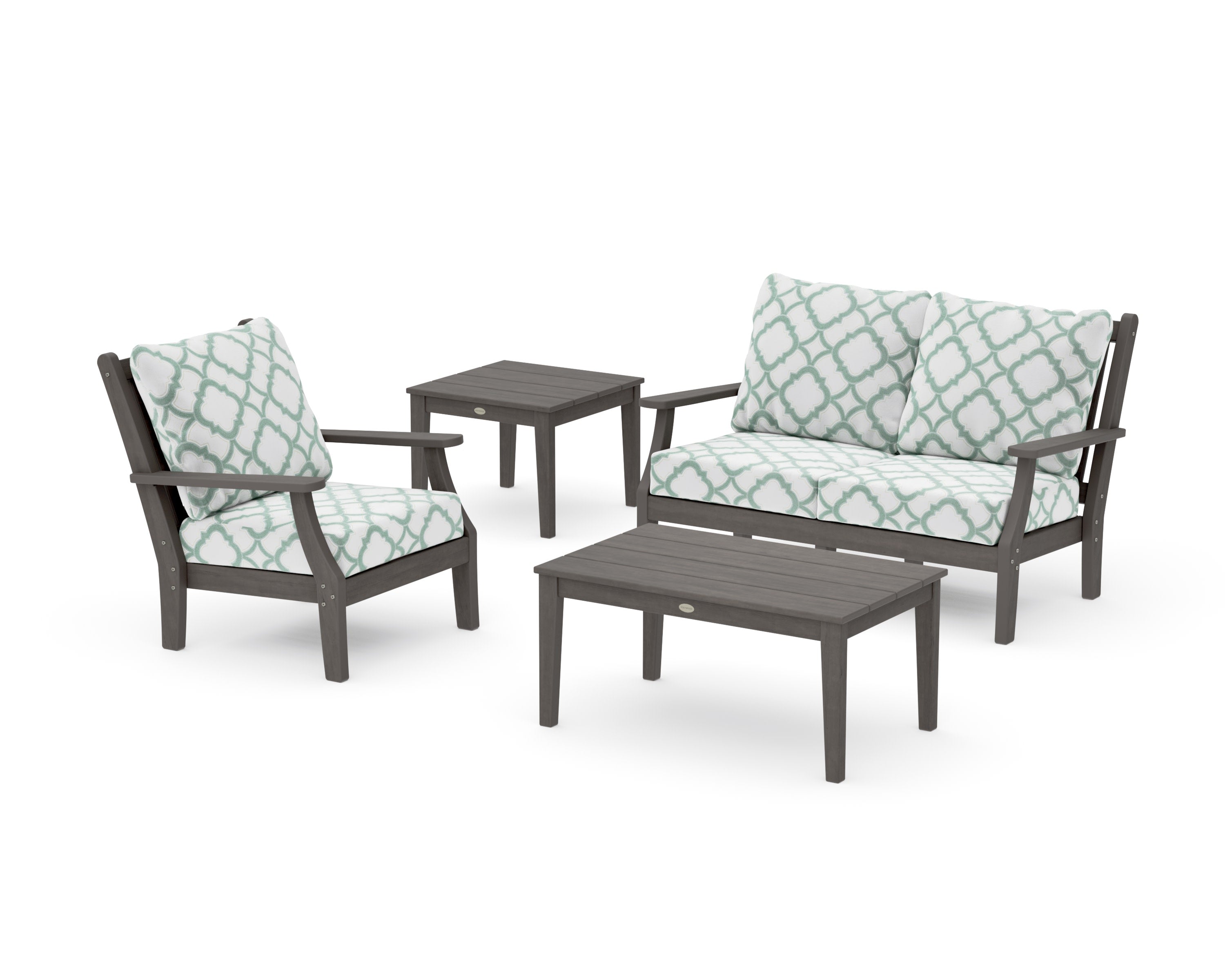 Wovendale 4-Piece Deep Seating Set in Driftwood / Trellis Glacier Spa