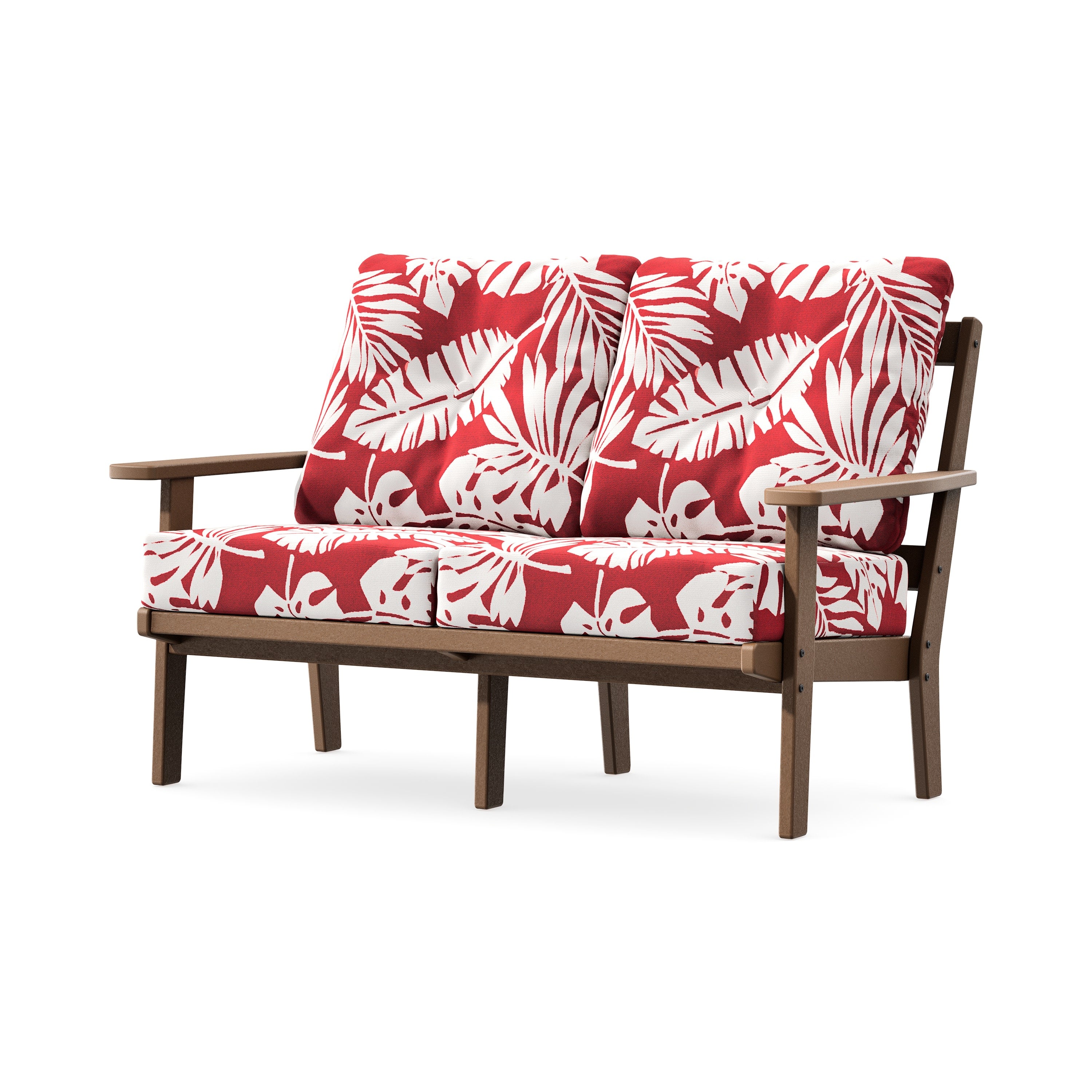Prairie Deep SeatingLoveseat in Teak / Leaf Crimson