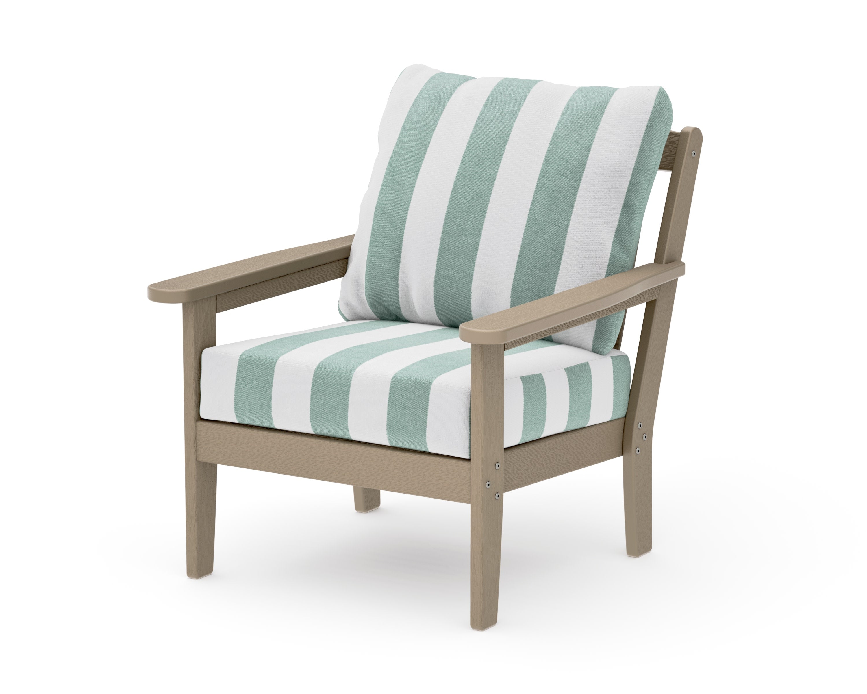Cottage Deep Seating Chair in Vintage Sahara / Cabana Stripe Glacier Spa