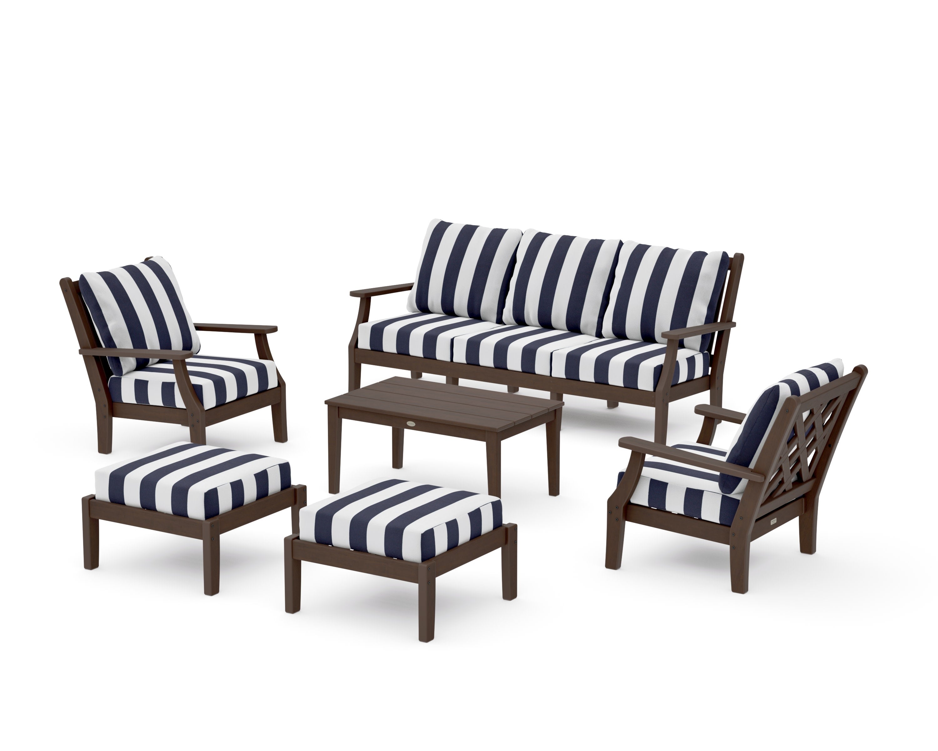 Wovendale 6-Piece Lounge Sofa Set in Kona / Cabana Stripe Navy