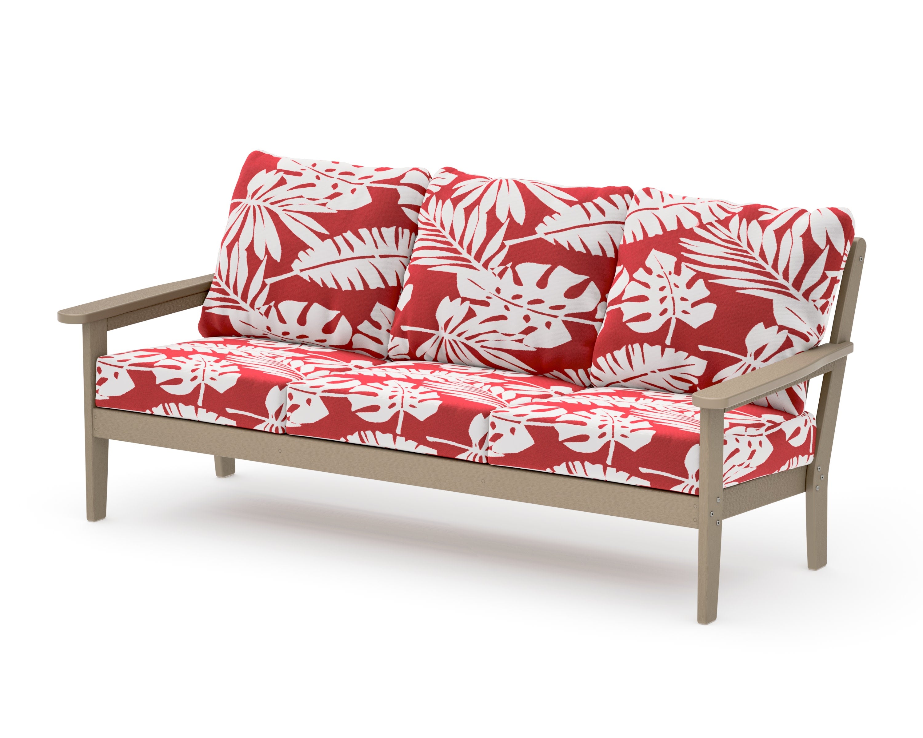 Cottage Deep Seating Sofa in Vintage Sahara / Leaf Crimson