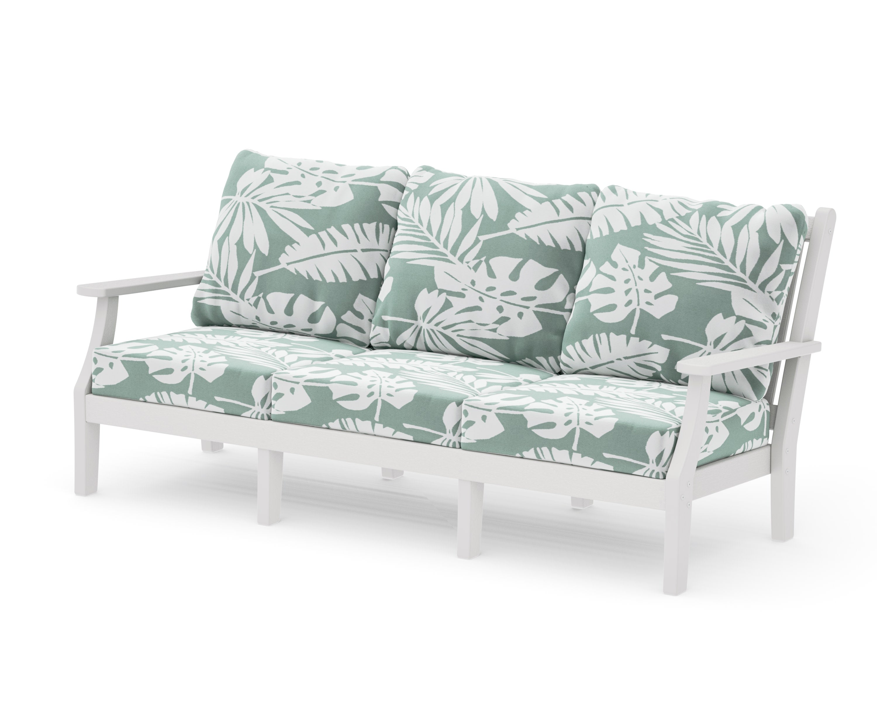 Wovendale Deep Seating Sofa in Vintage White / Leaf Glacier Spa