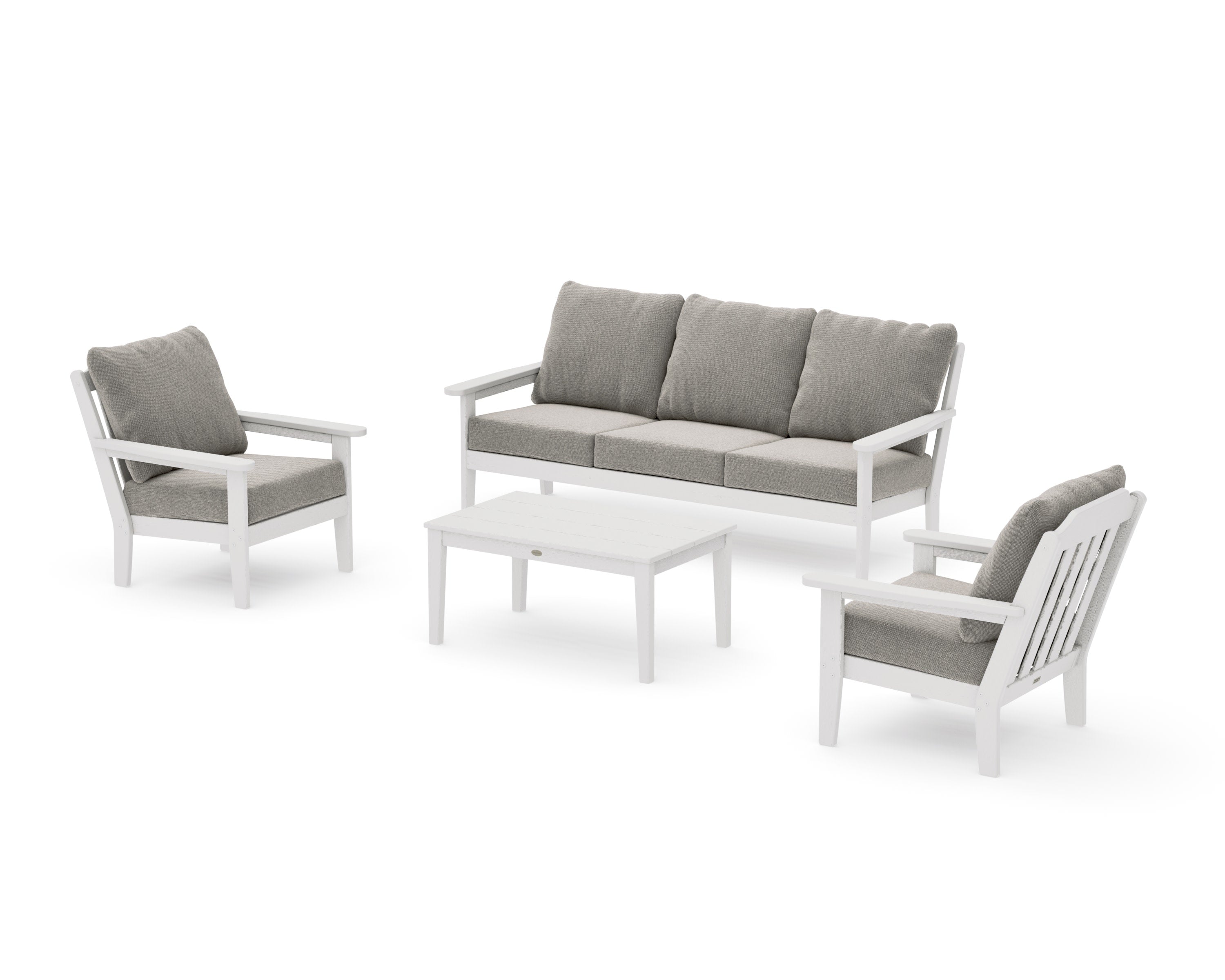 Cottage 4-Piece Deep Seating Set with Sofa in Vintage White / Weathered Tweed