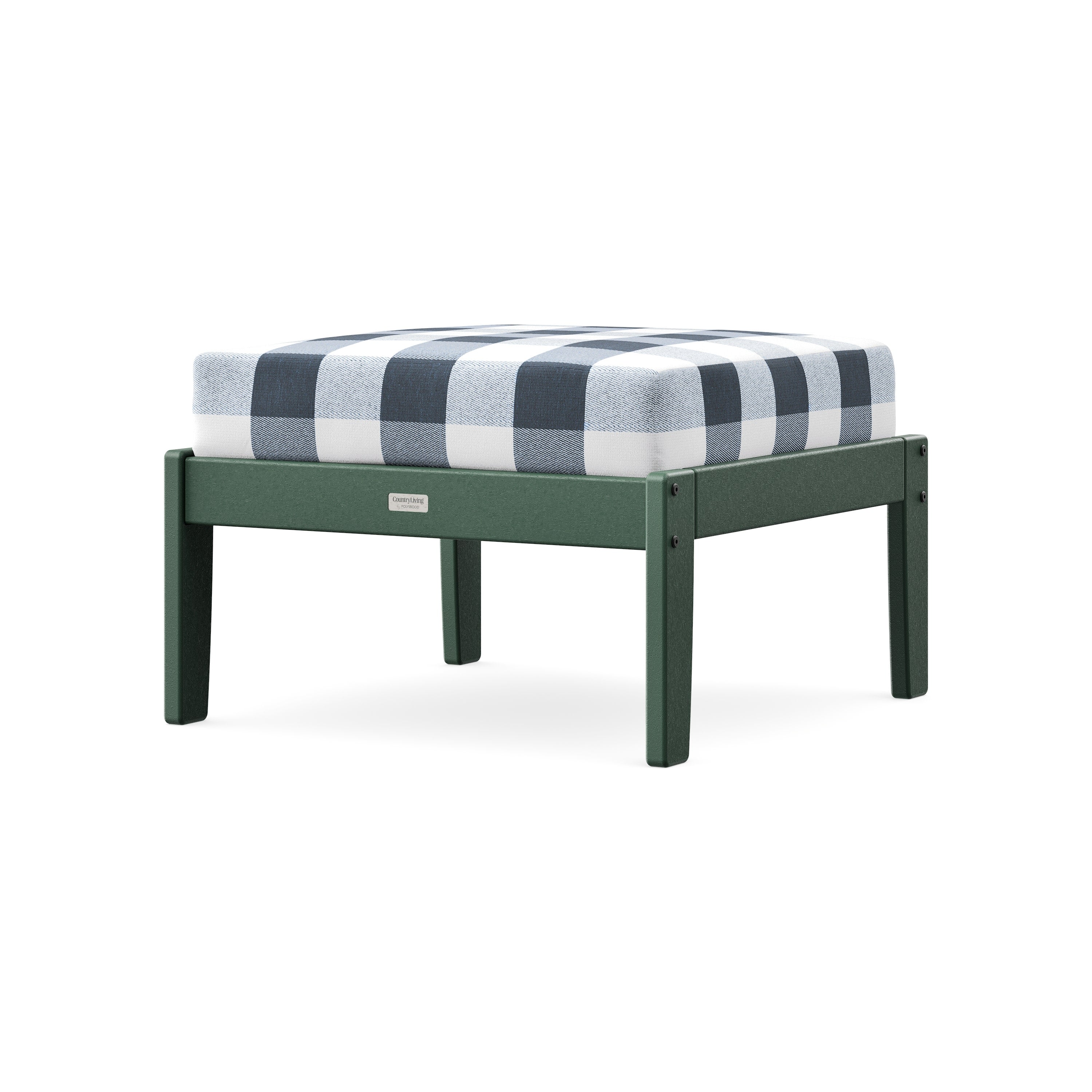 Cottage Deep Seating Ottoman in Green / Buffalo Plaid Marine Indigo